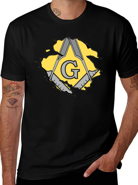 Rebbecca Masonic Square & Compasses Mens Black T-Shirt