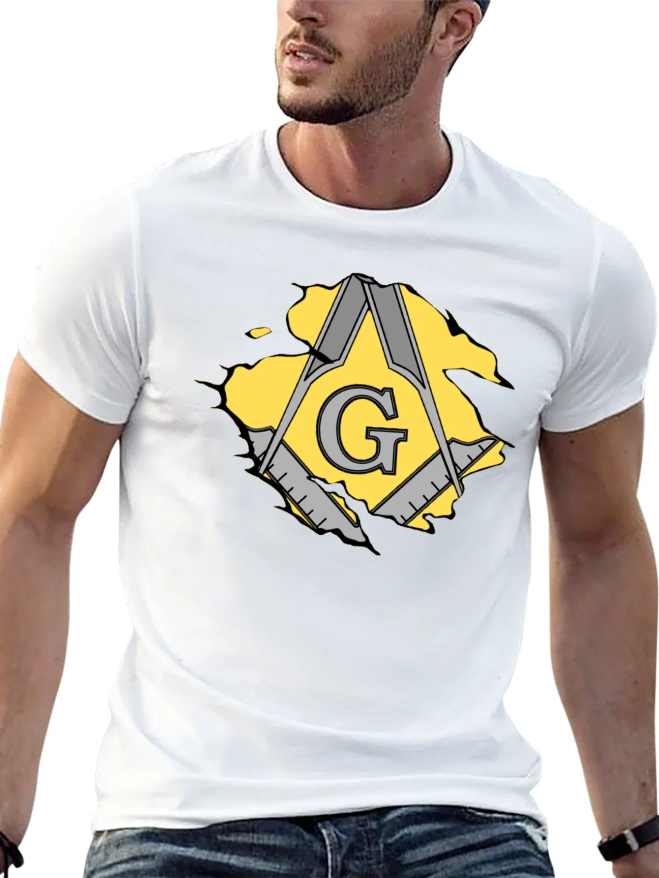 Rebbecca Masonic Square & Compasses Mens Black T-Shirt