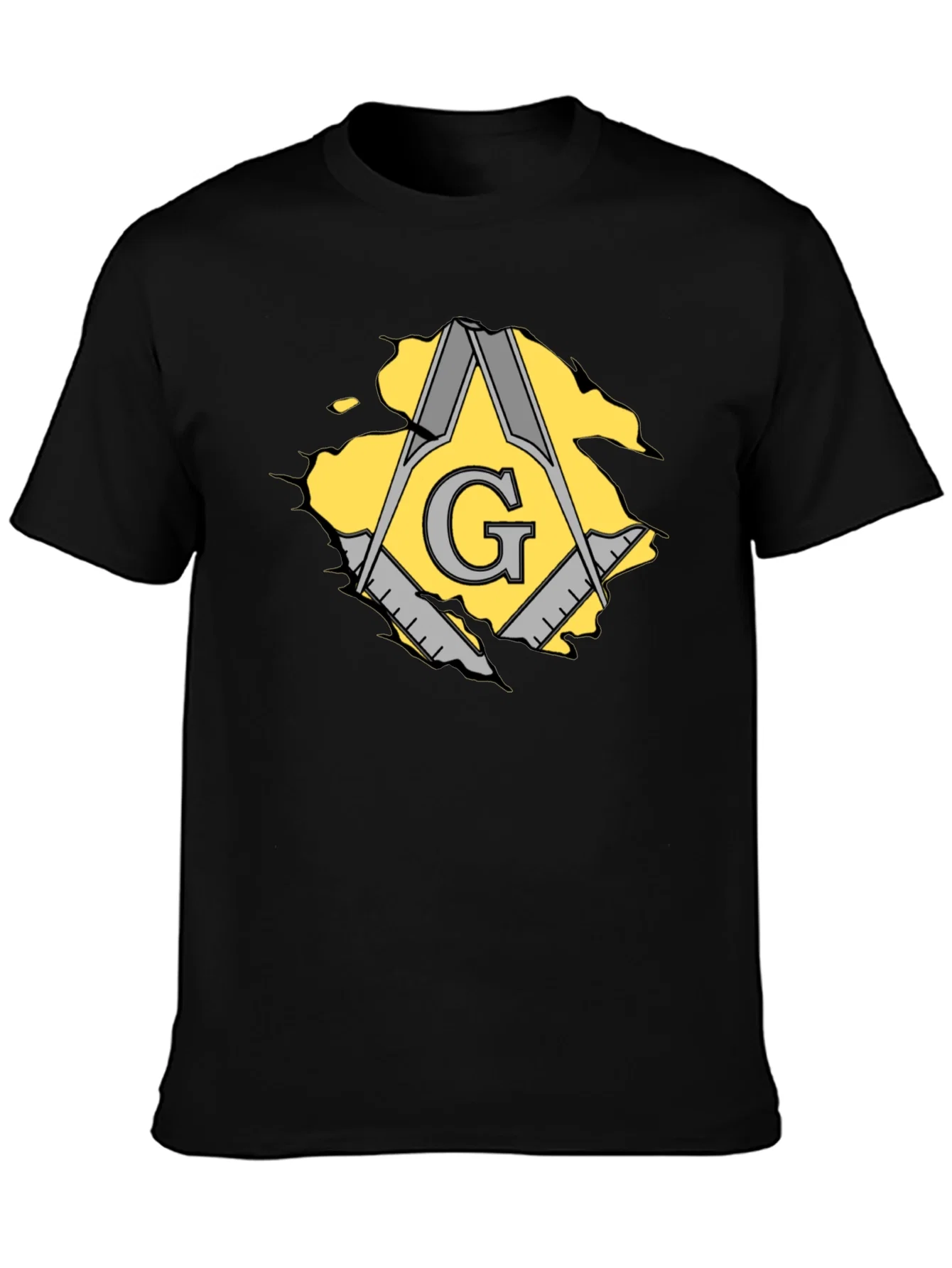 Rebbecca Masonic Square & Compasses Mens Black T-Shirt