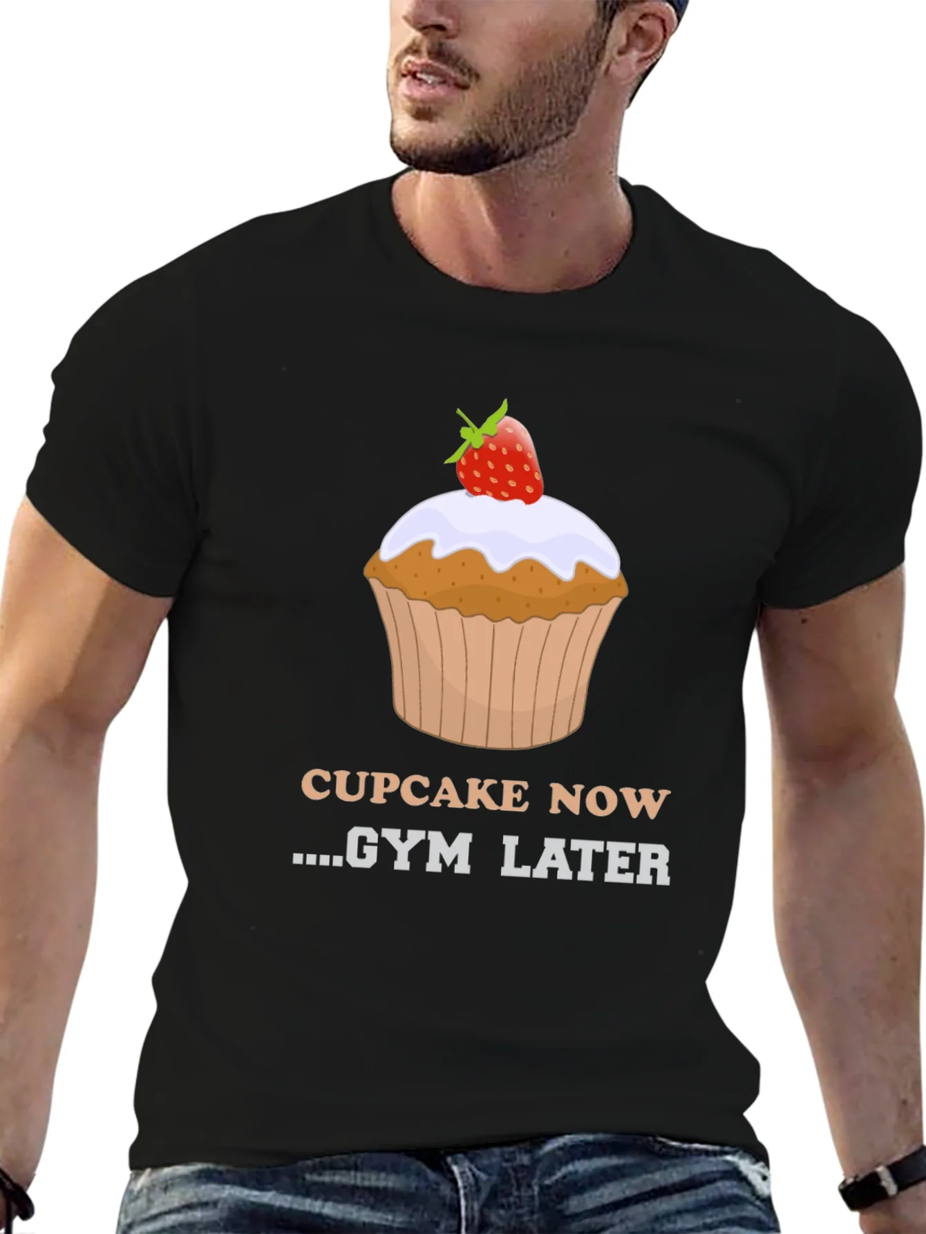 Camiseta Negra Cupcake Now Gym Later