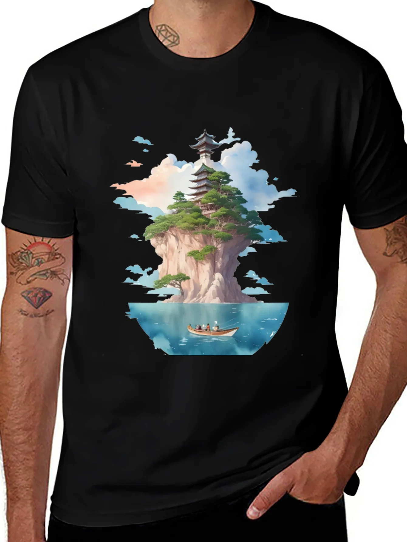 Rebbecca Pagoda Island Graphic Tee - Unique Design
