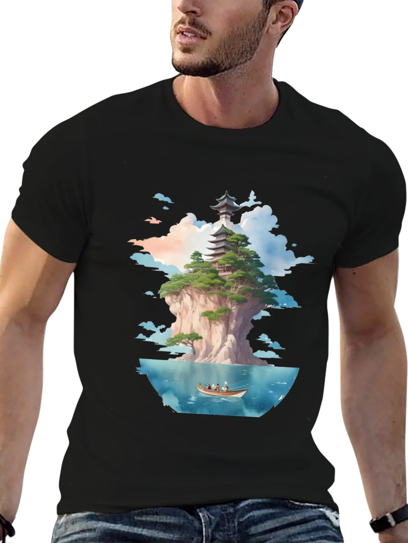 Rebbecca Pagoda Island Graphic Tee - Unique Design