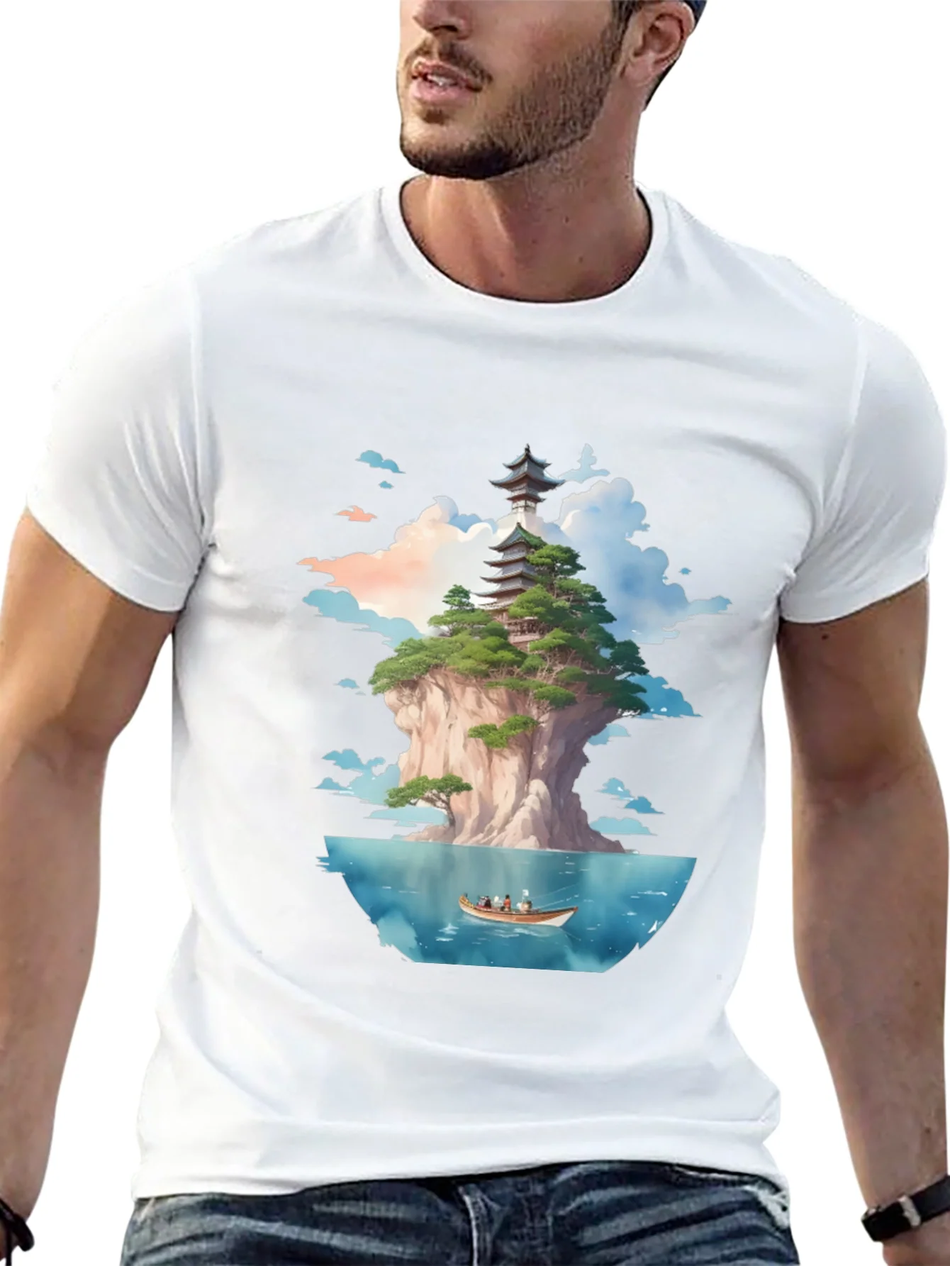 Rebbecca Pagoda Island Graphic Tee - Unique Design