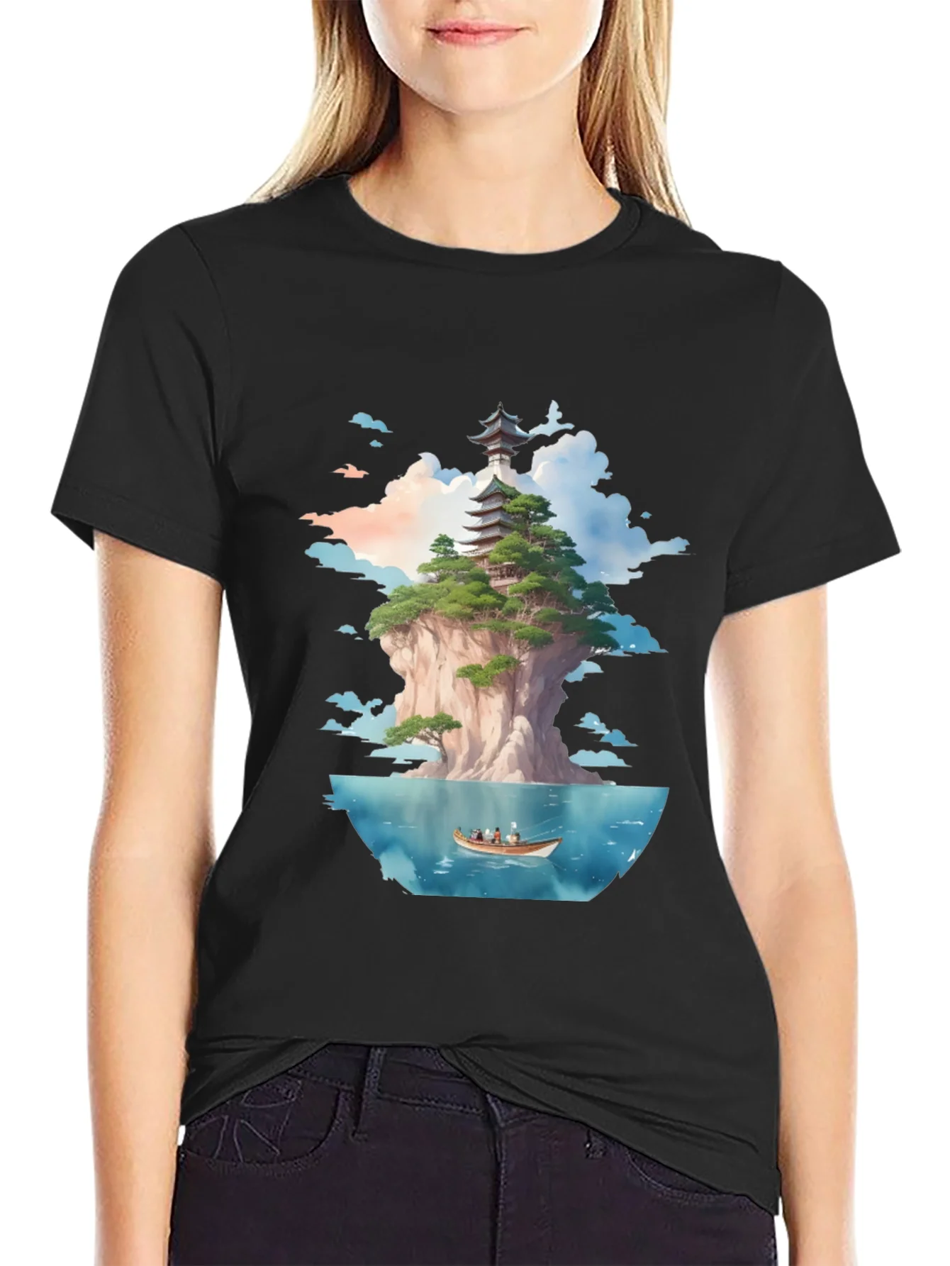 Rebbecca Pagoda Island Graphic Tee - Unique Design