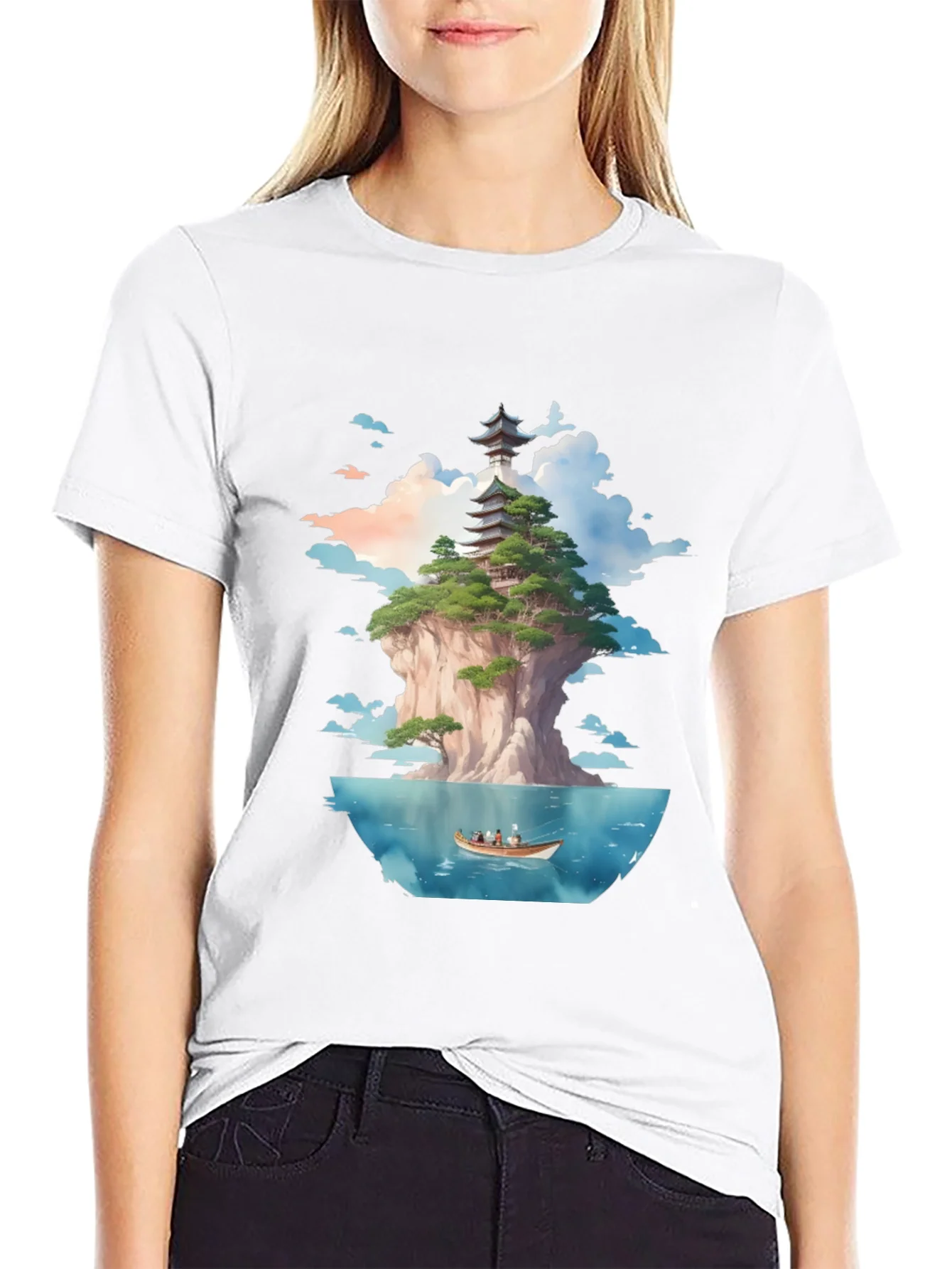 Rebbecca Pagoda Island Graphic Tee - Unique Design