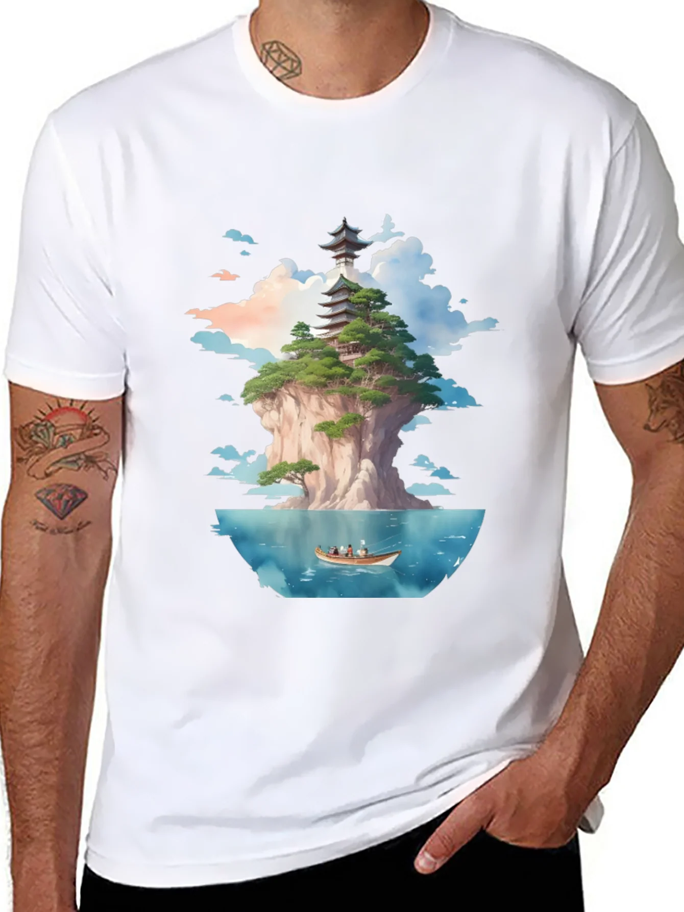 Rebbecca Pagoda Island Graphic Tee - Unique Design