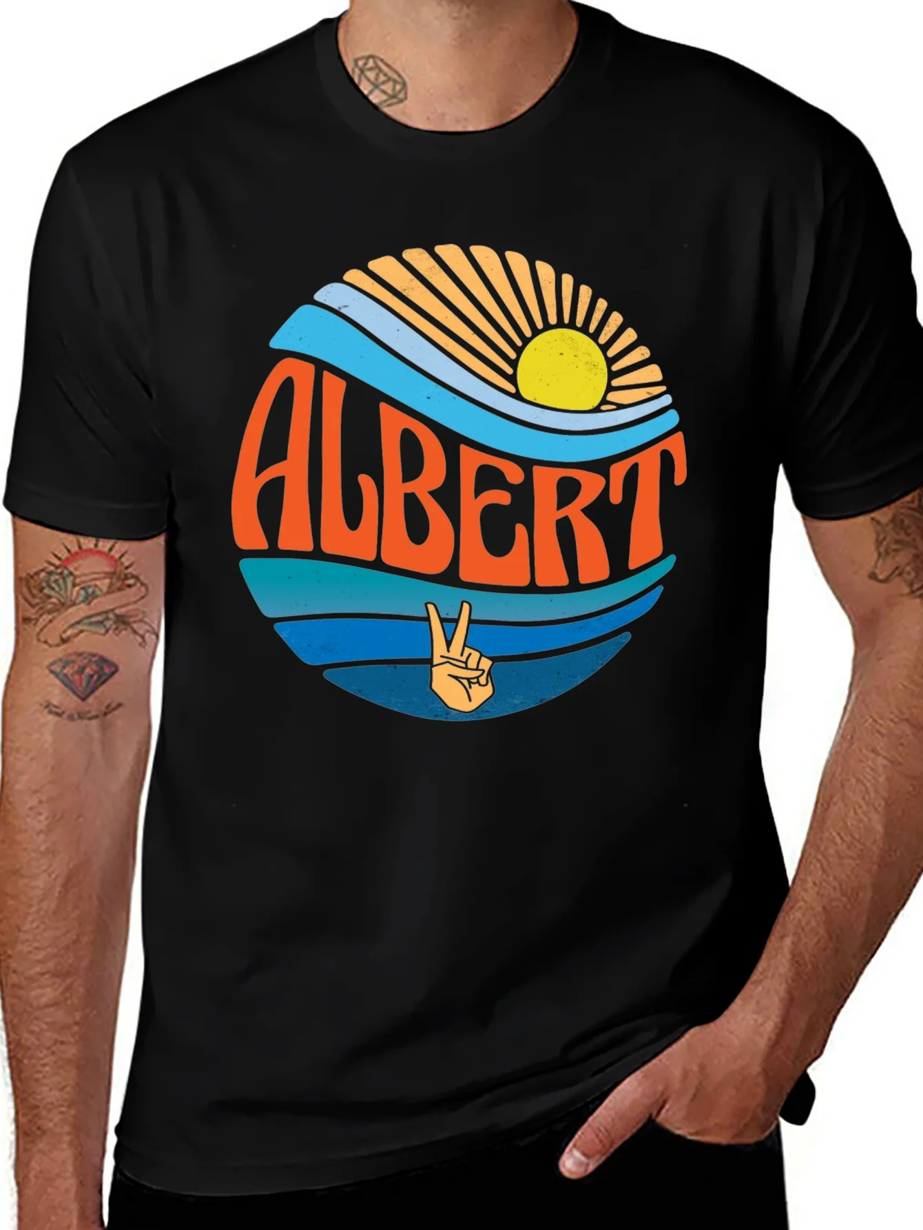 Camiseta Negra Albert Onda Retro