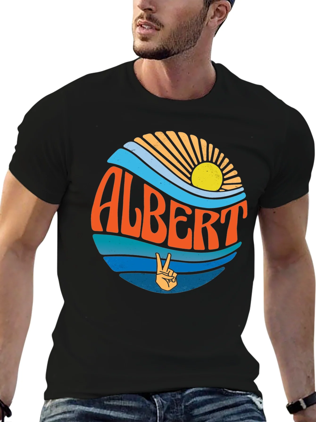 Camiseta Negra Albert Onda Retro