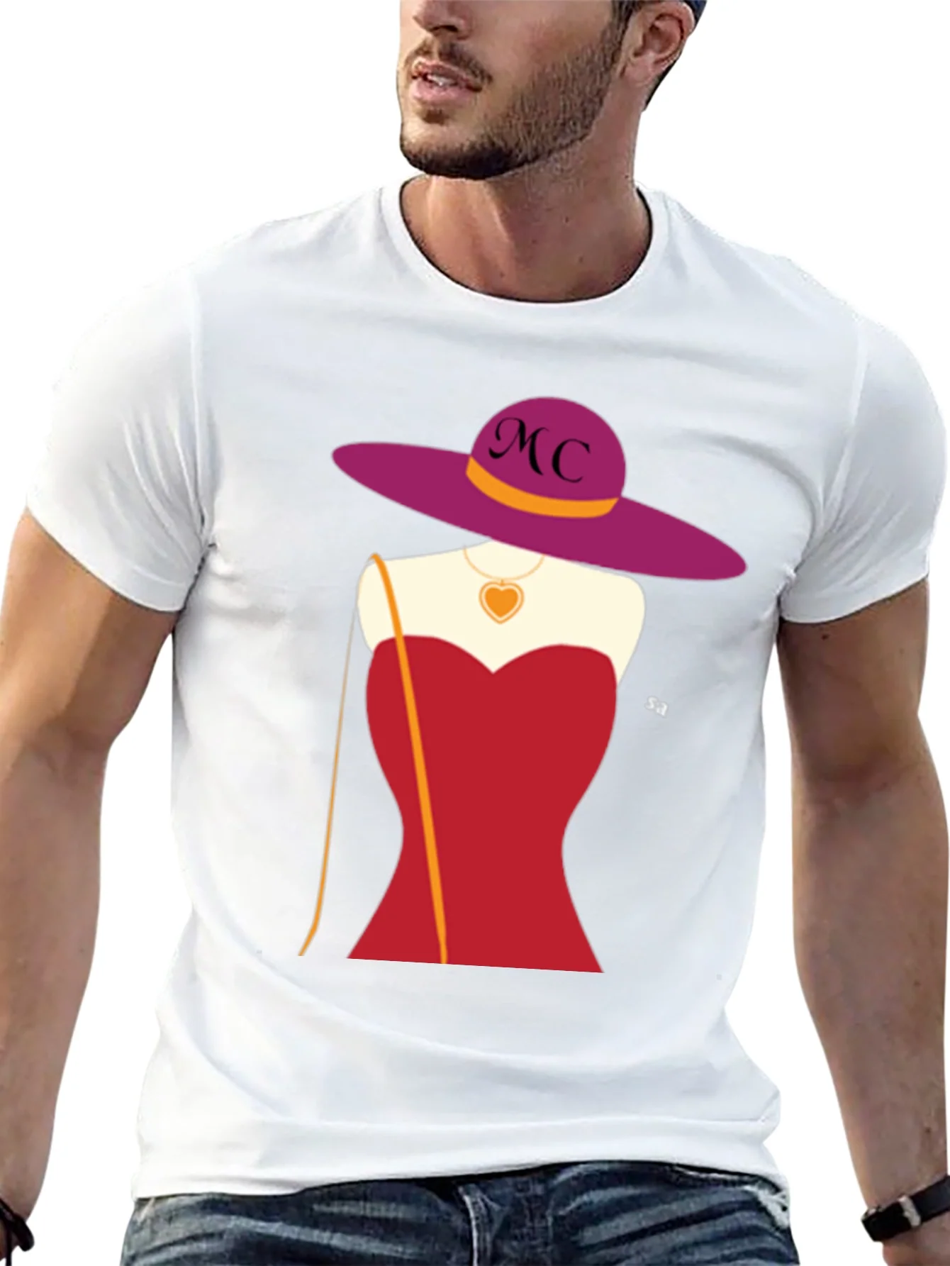 Rebbecca Novelty T-Shirt with Woman in Red Dress