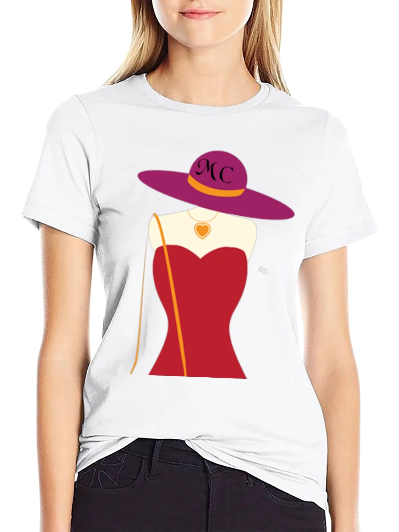 Rebbecca Novelty T-Shirt with Woman in Red Dress