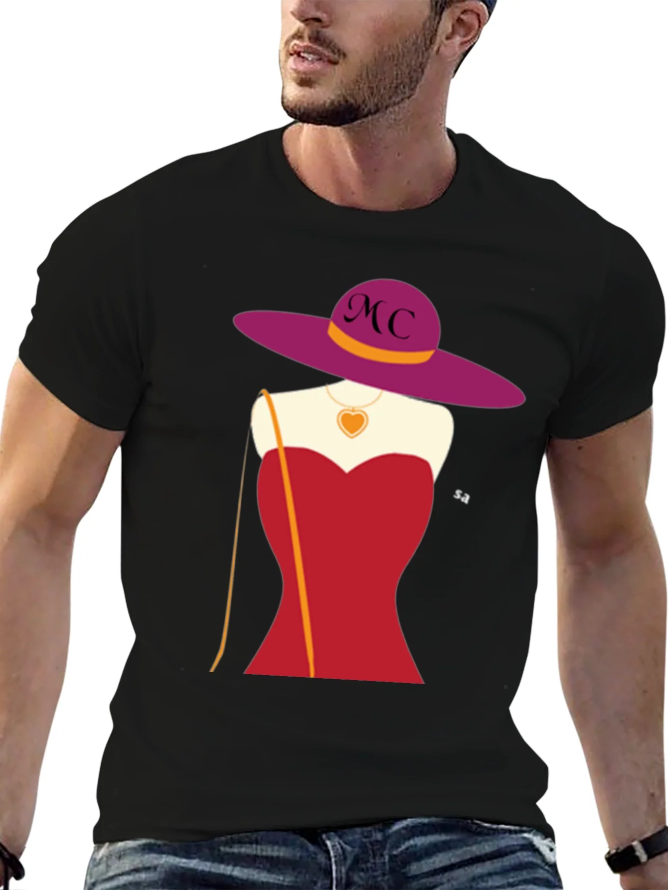 Rebbecca Novelty T-Shirt with Woman in Red Dress