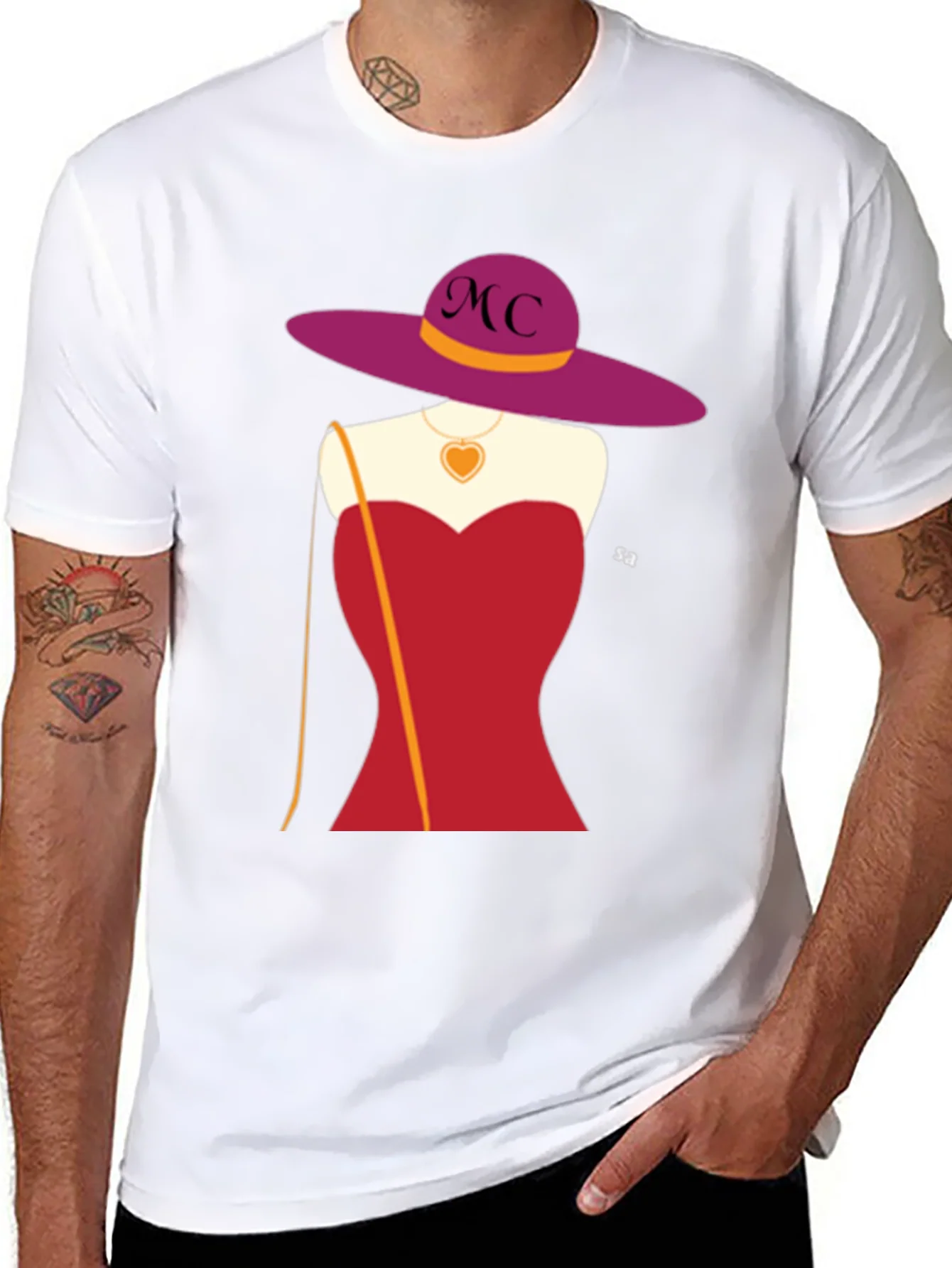 Rebbecca Novelty T-Shirt with Woman in Red Dress