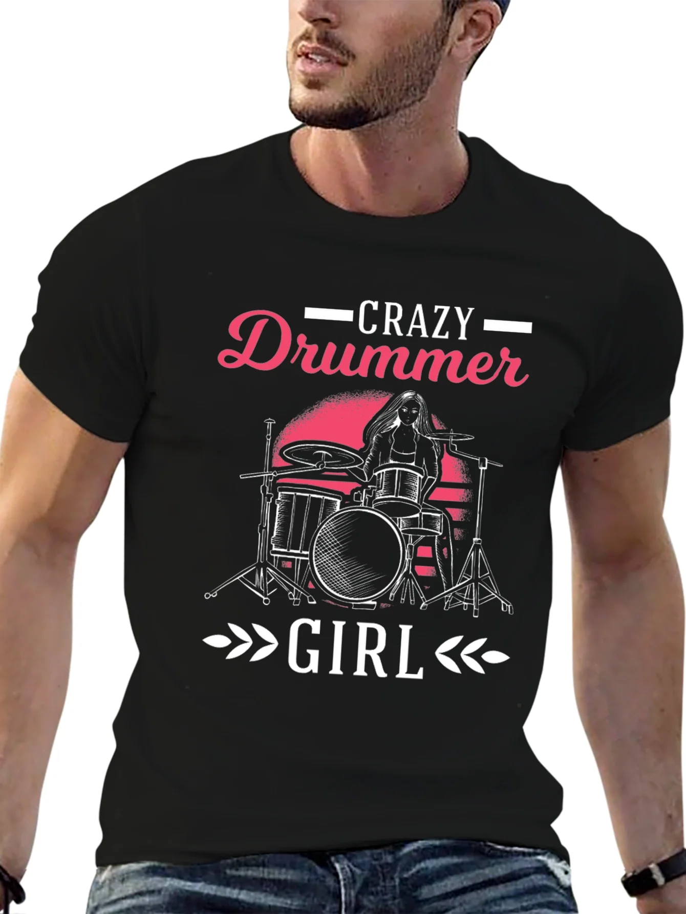 Rebbecca Crazy Drummer Girl Graphic T-Shirt - Black
