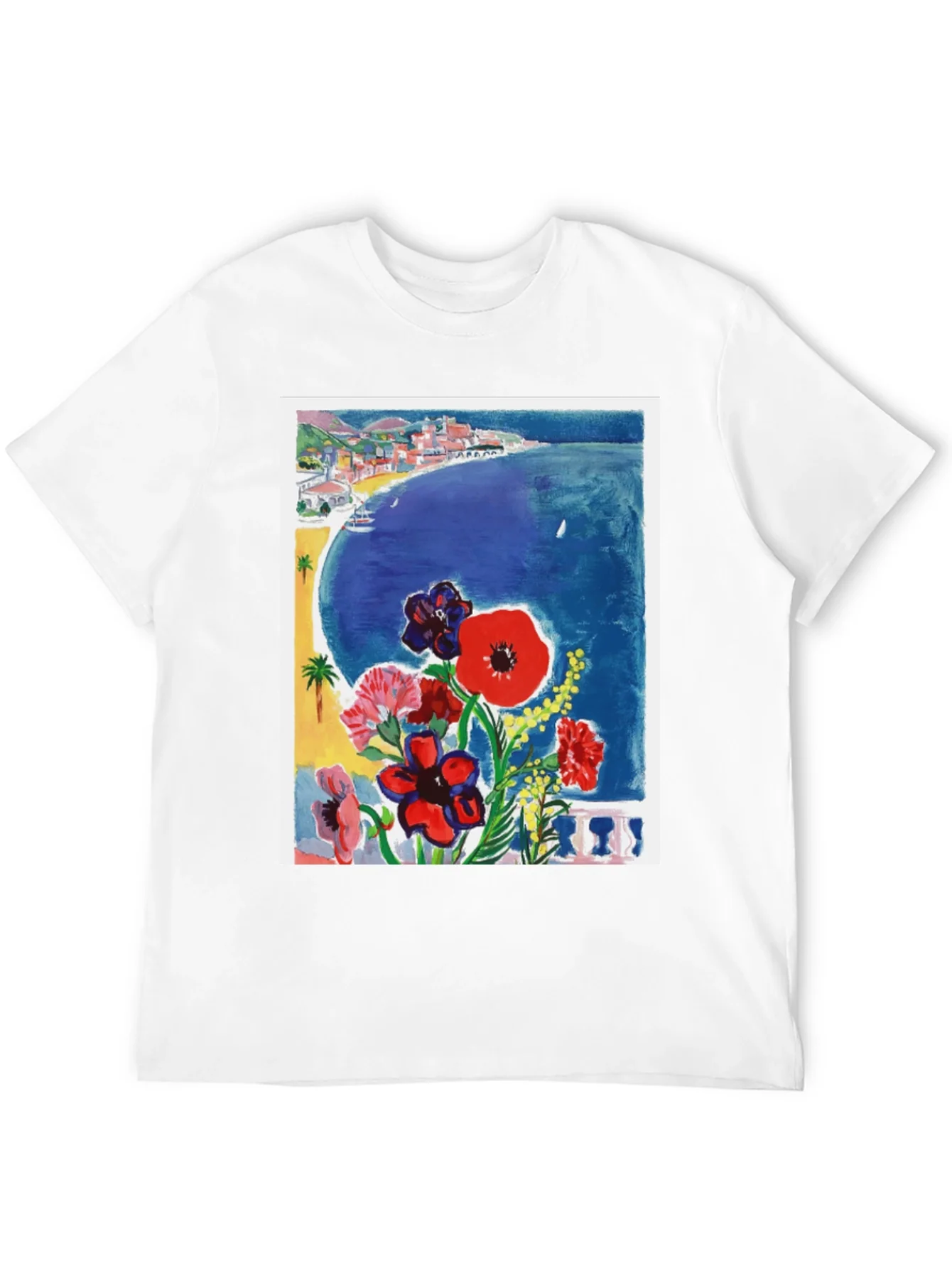 Rebbecca Floral Riviera T-Shirt: Artistic Coastal Design