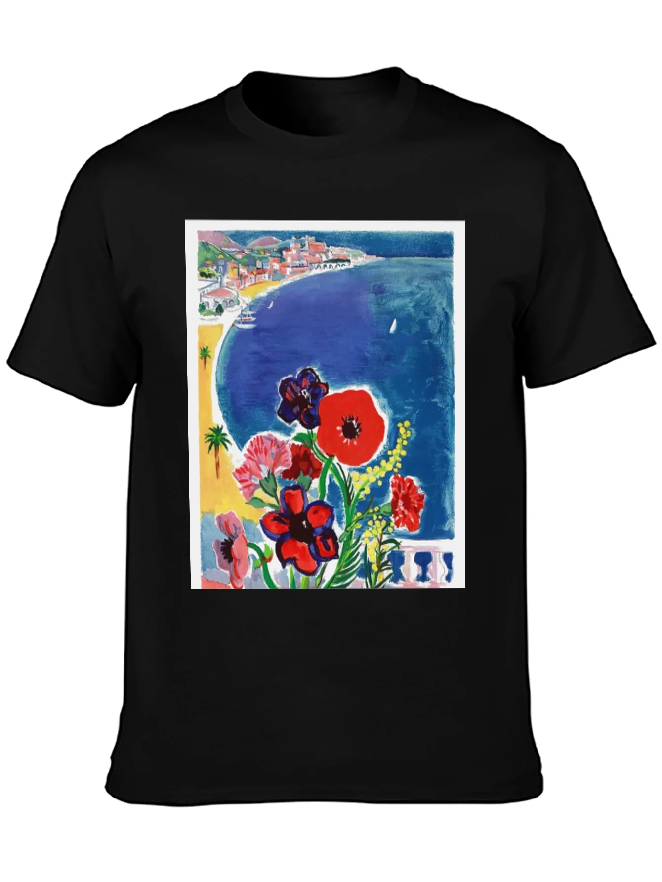 Rebbecca Floral Riviera T-Shirt: Artistic Coastal Design