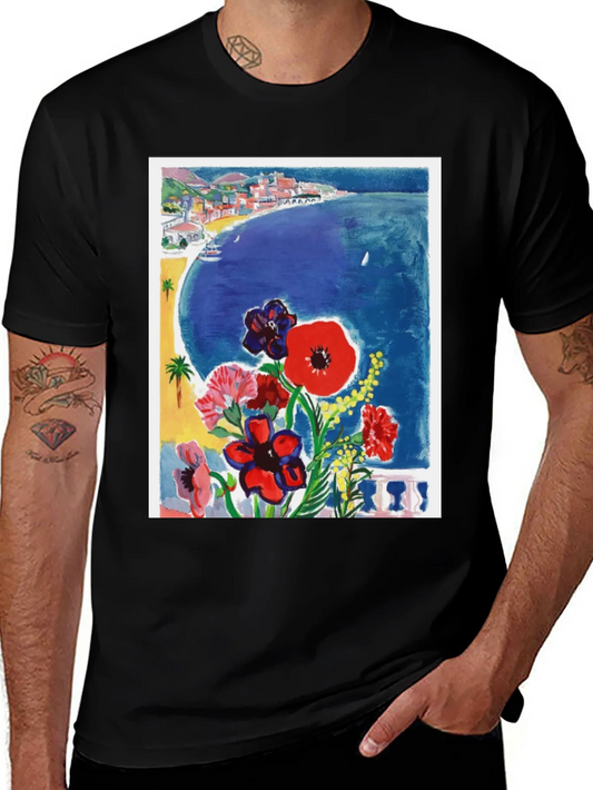 Rebbecca Floral Riviera T-Shirt: Artistic Coastal Design