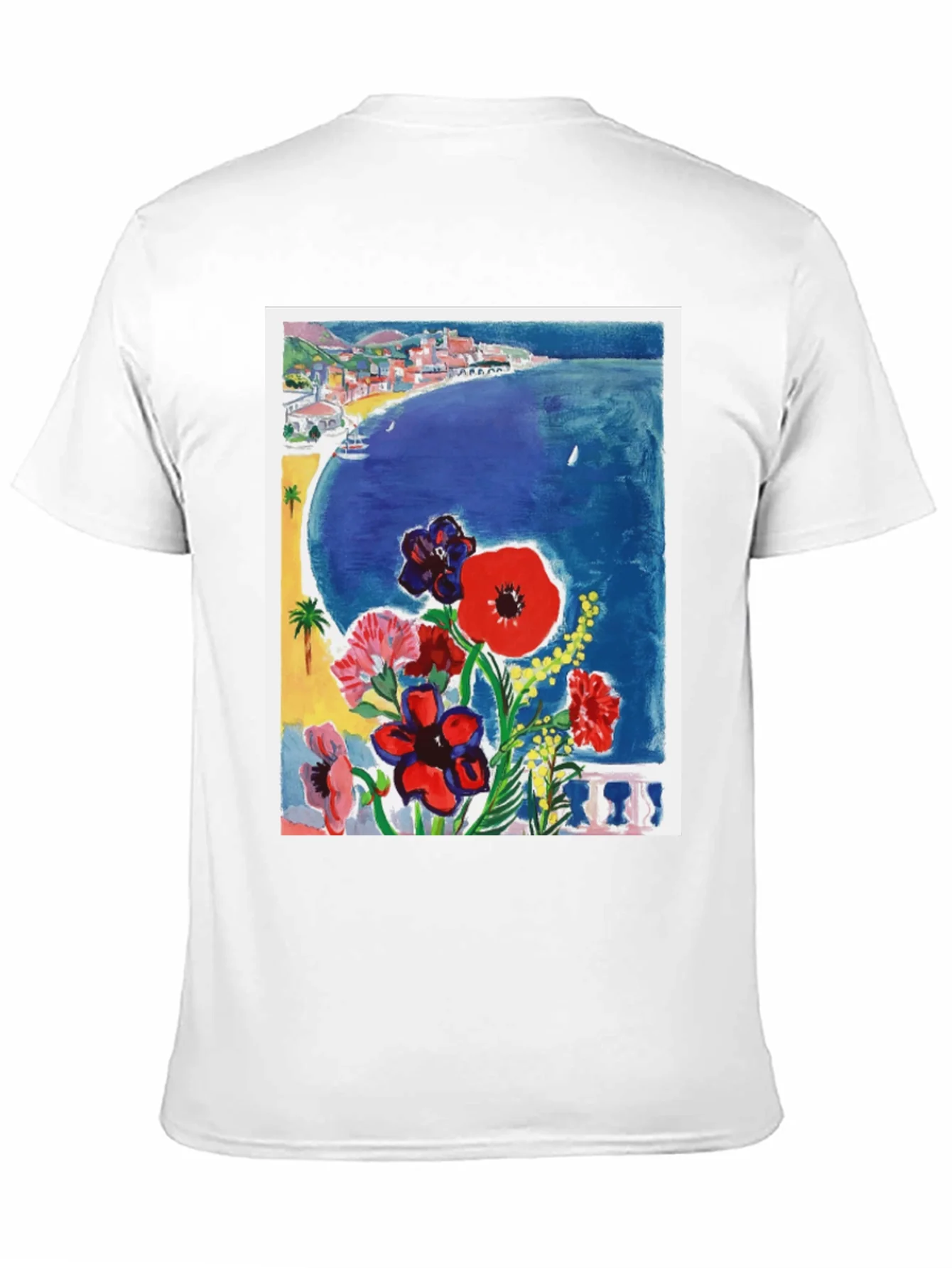 Rebbecca Floral Riviera T-Shirt: Artistic Coastal Design