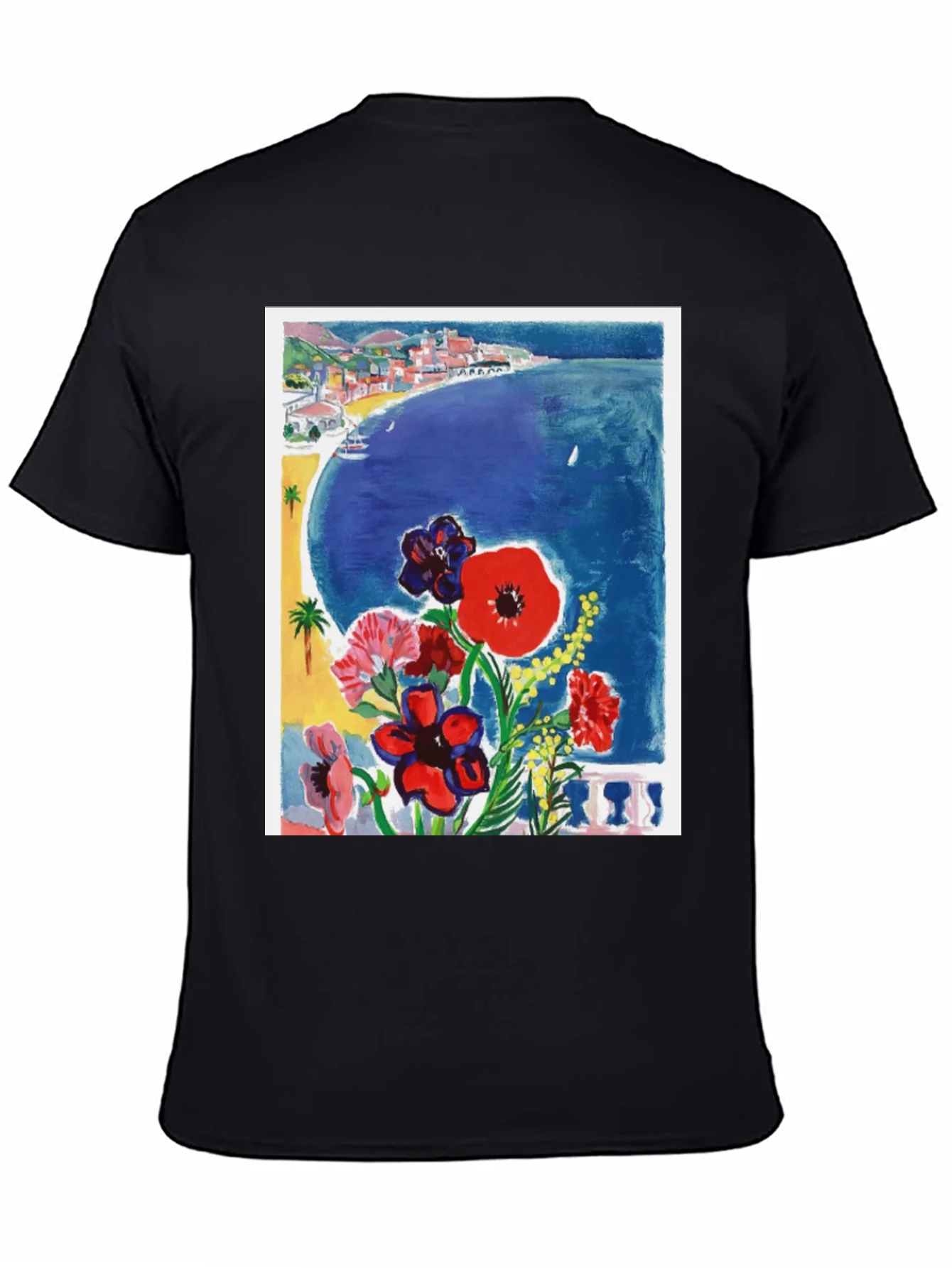 Rebbecca Floral Riviera T-Shirt: Artistic Coastal Design