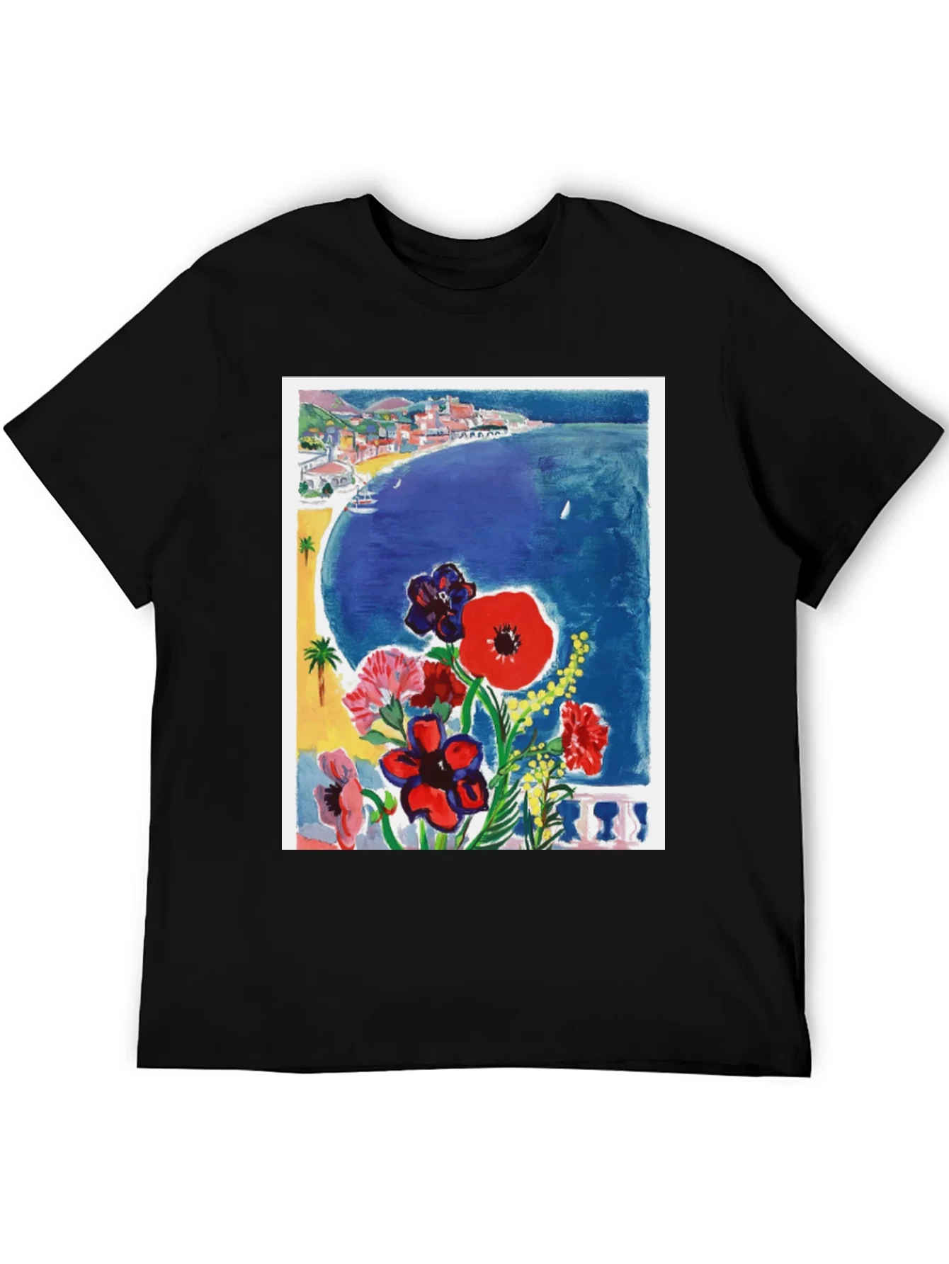 Rebbecca Floral Riviera T-Shirt: Artistic Coastal Design