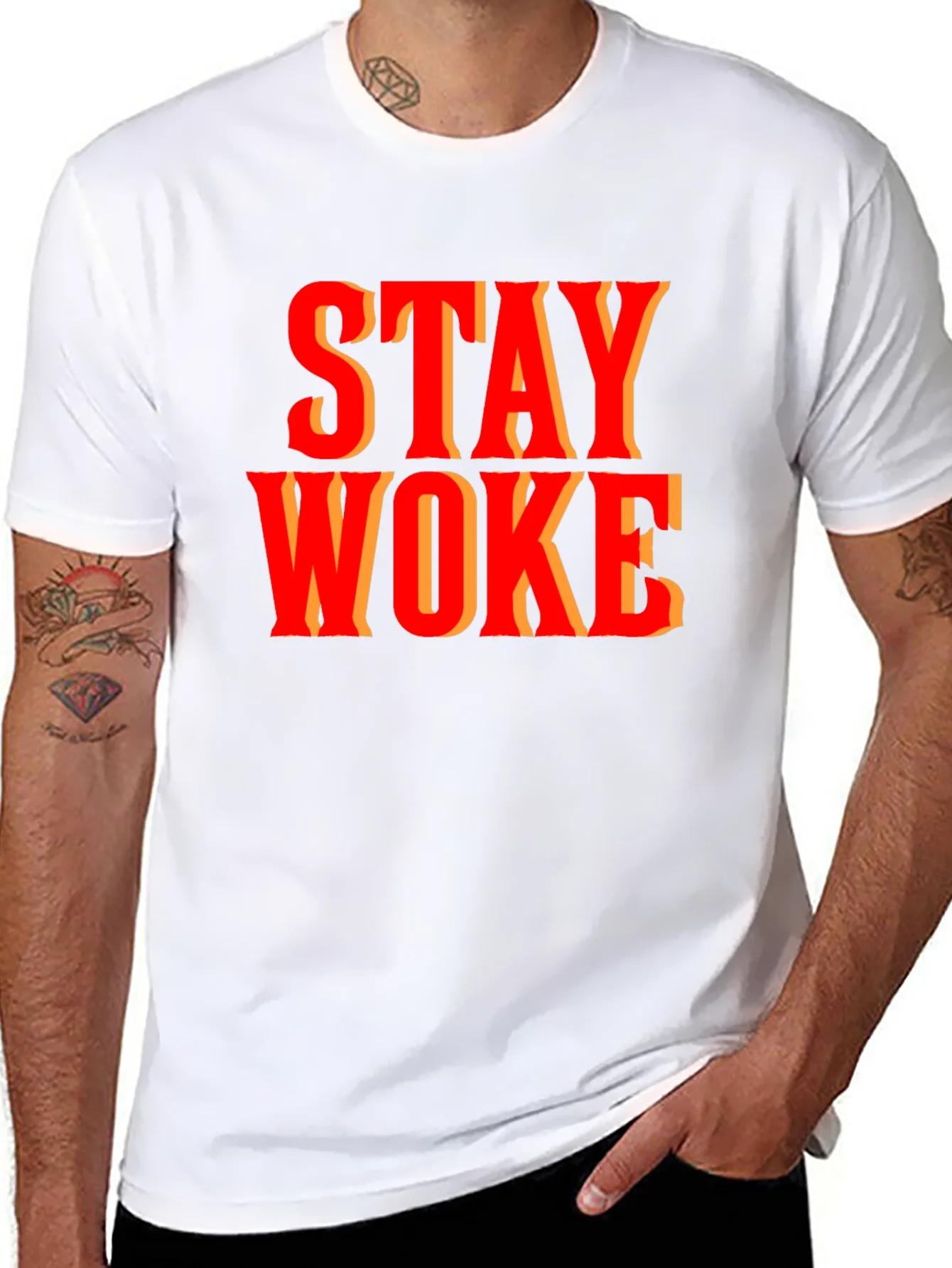 Camiseta Stay Woke Negra para Hombre