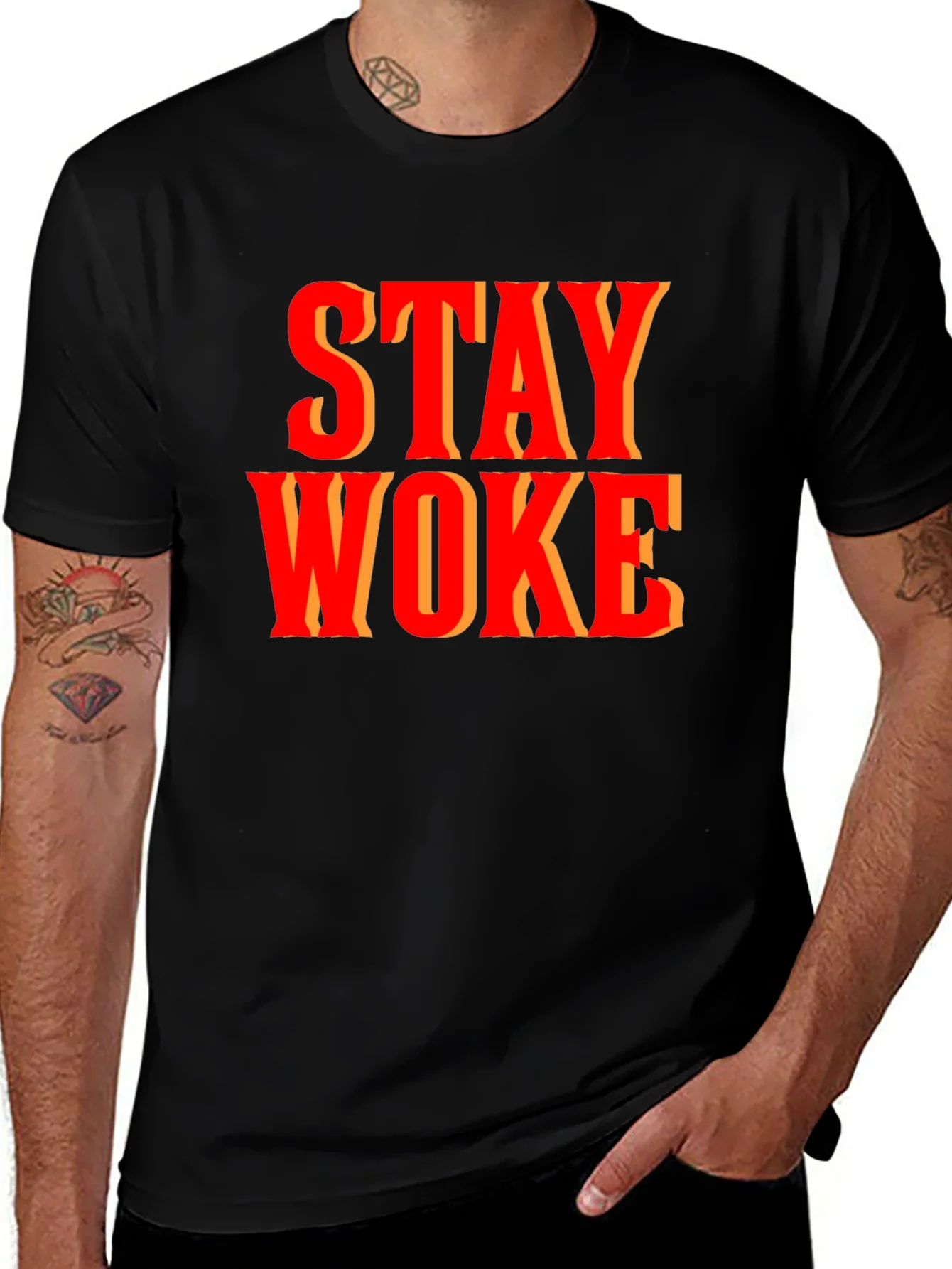 Camiseta Stay Woke Negra para Hombre