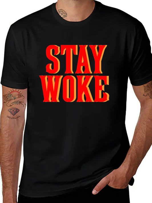 Camiseta Stay Woke Negra para Hombre