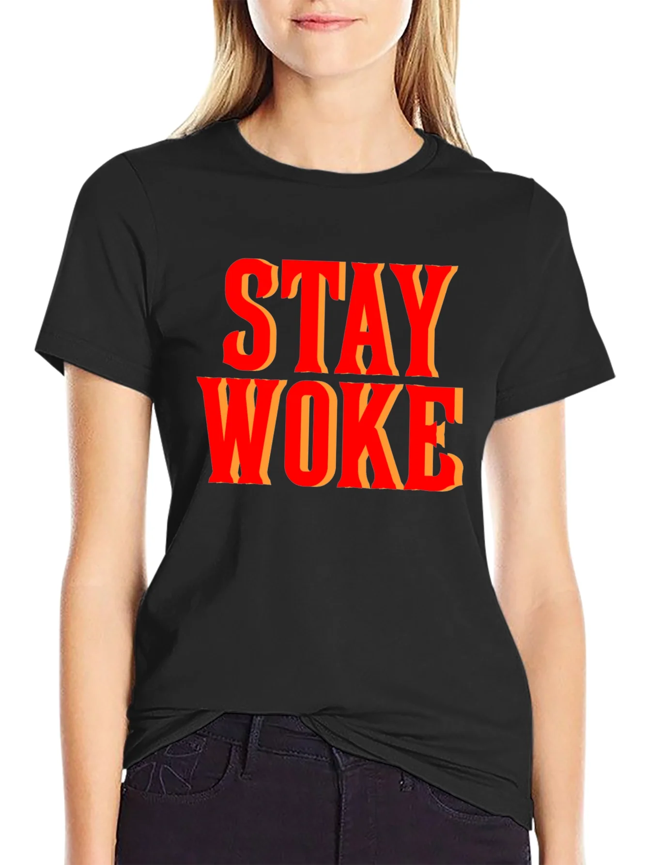 Camiseta Stay Woke Negra para Hombre
