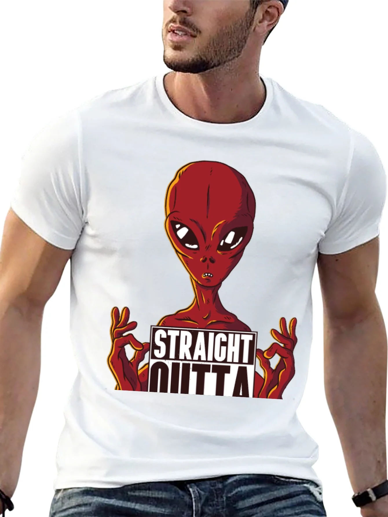 Camiseta Negra con Dise?o de Alien¨ªgena Straight Outta