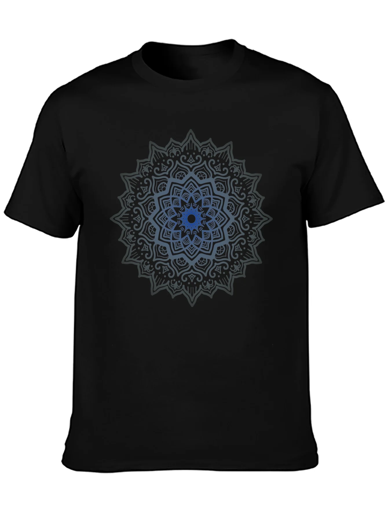 Camiseta Negra Mandala Azul para Hombre