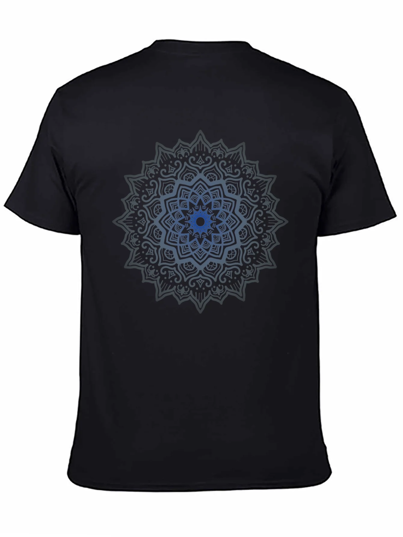Camiseta Negra Mandala Azul para Hombre