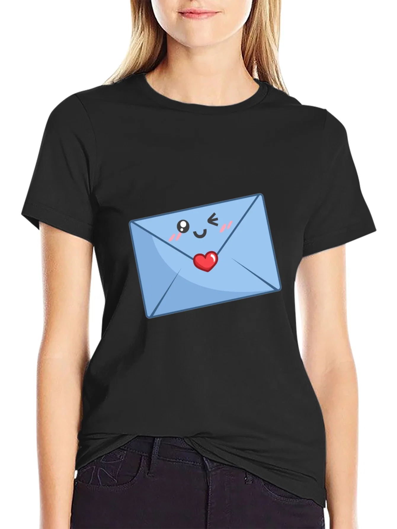 Rebbecca Cute Love Letter T-Shirt - Black
