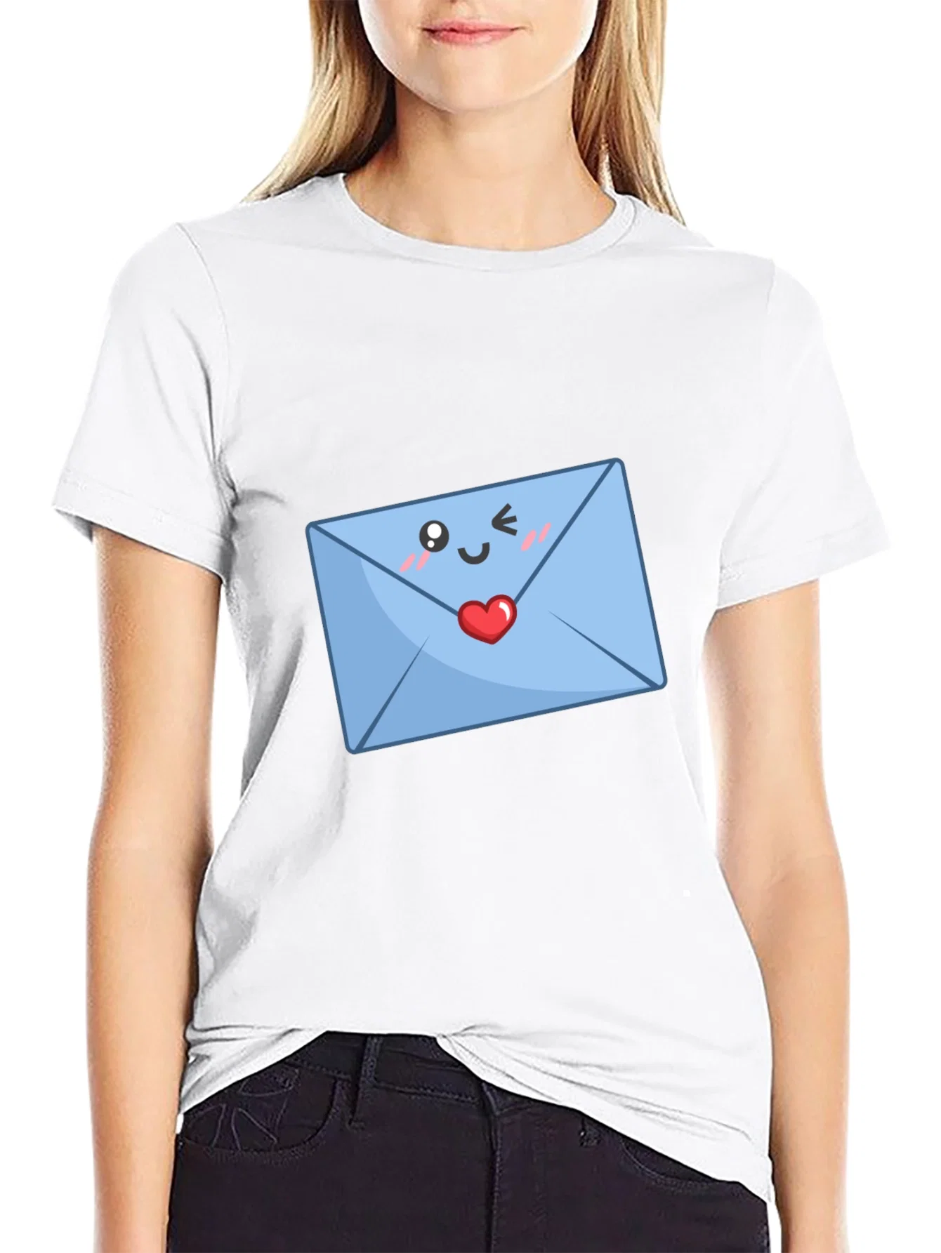 Rebbecca Cute Love Letter T-Shirt - Black