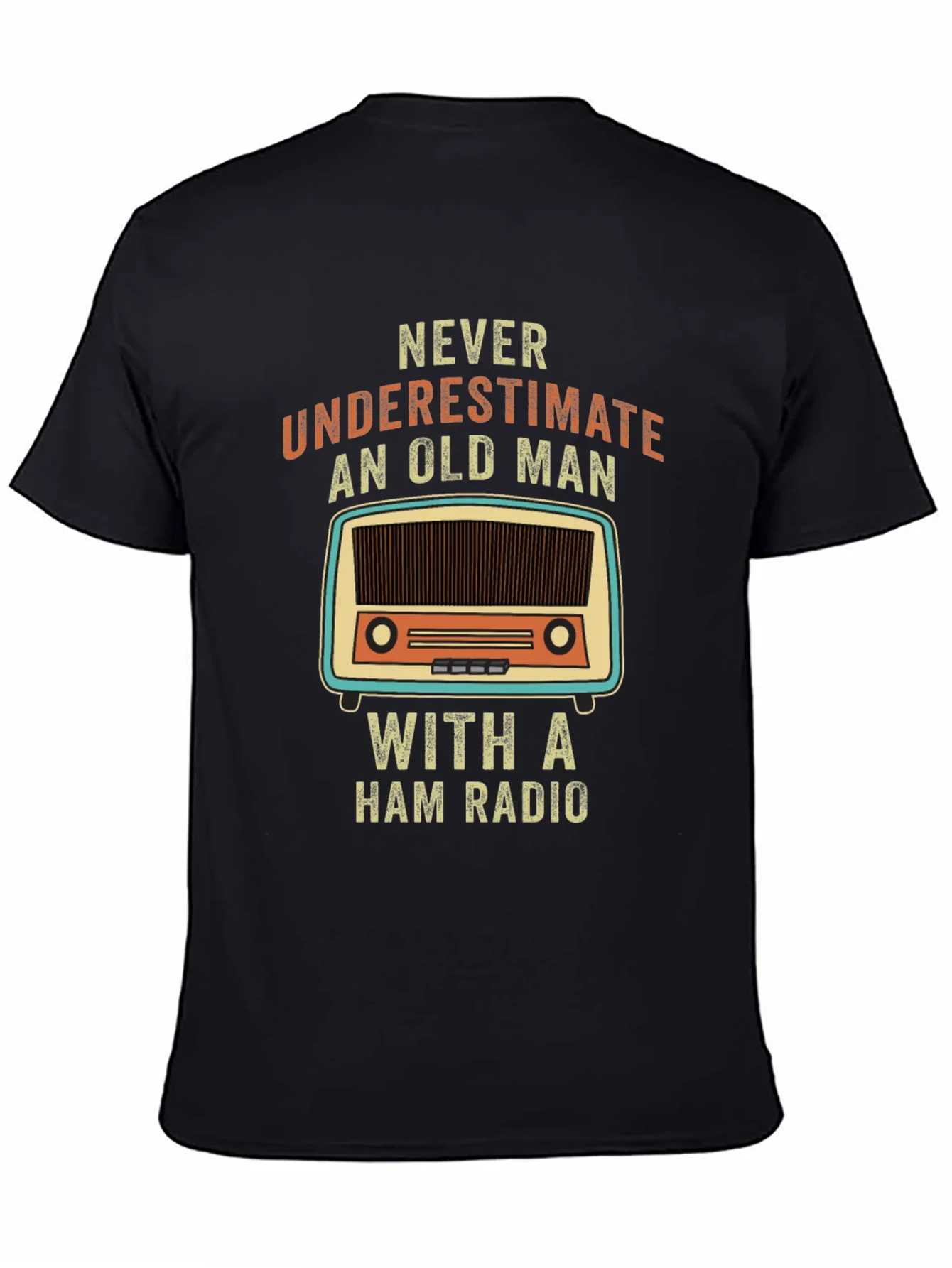 Camiseta Negra Hombre Radioaficionado - Nunca Subestimes