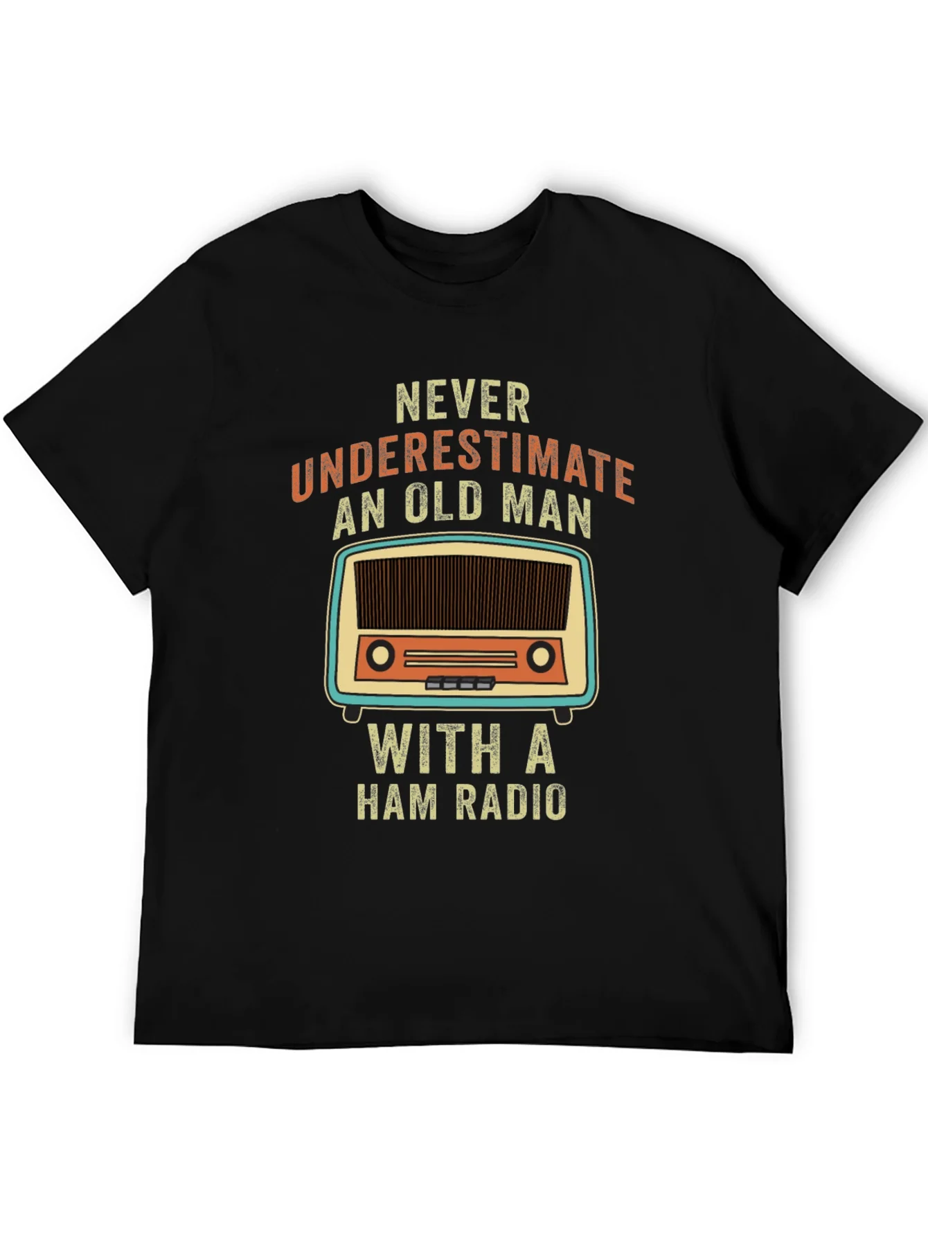 Camiseta Negra Hombre Radioaficionado - Nunca Subestimes