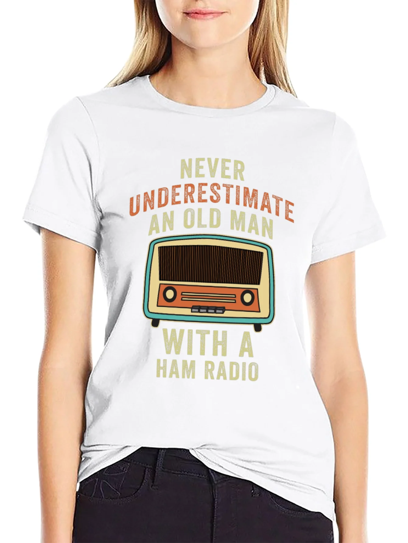 Camiseta Negra Hombre Radioaficionado - Nunca Subestimes