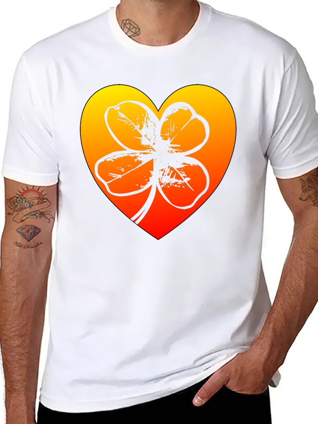 Rebbecca Lucky Heart Clover T-Shirt - Black
