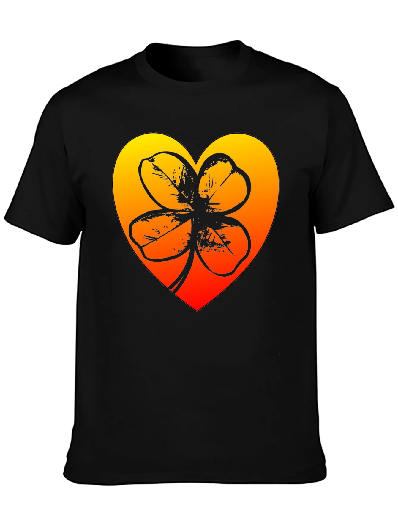 Rebbecca Lucky Heart Clover T-Shirt - Black