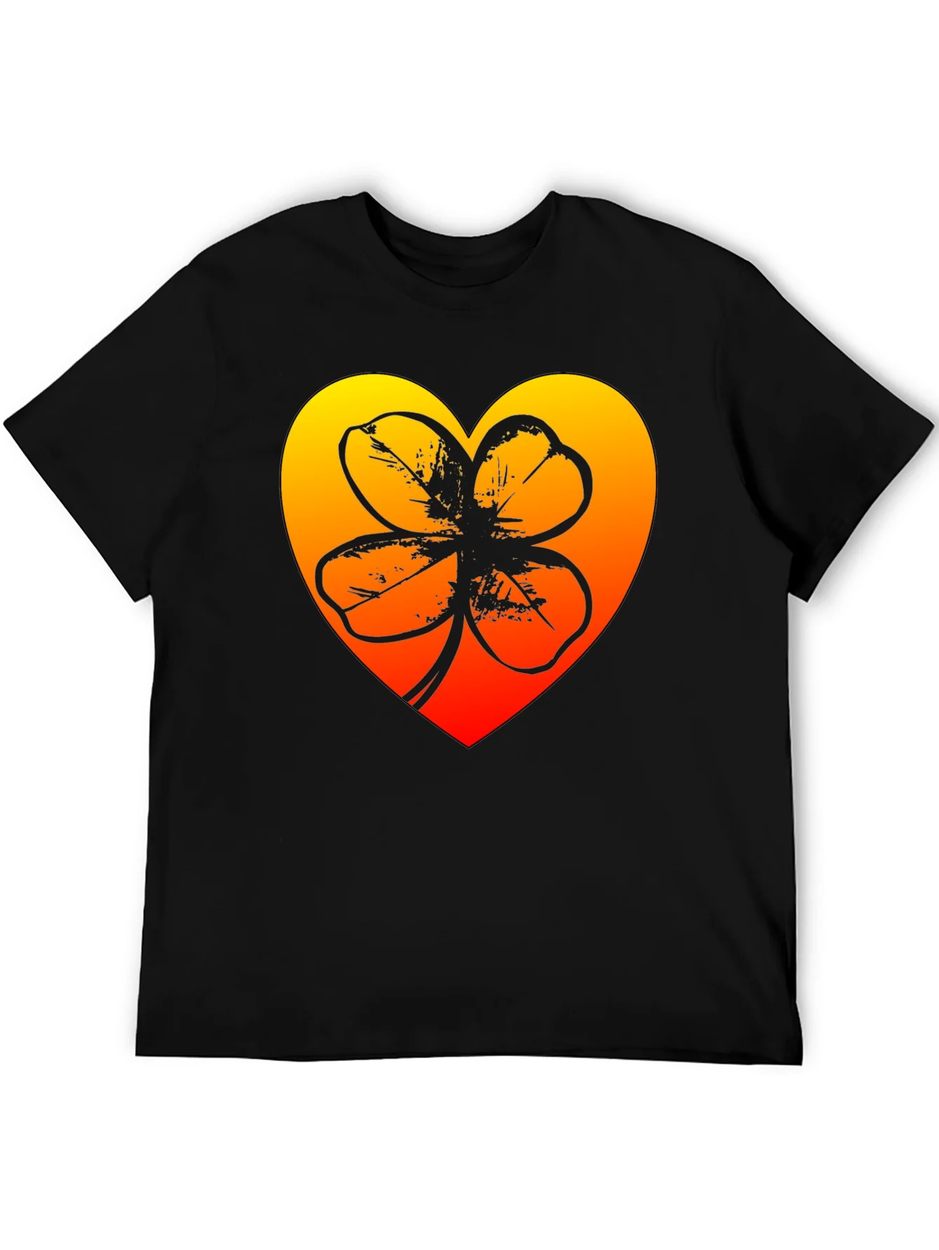 Rebbecca Lucky Heart Clover T-Shirt - Black