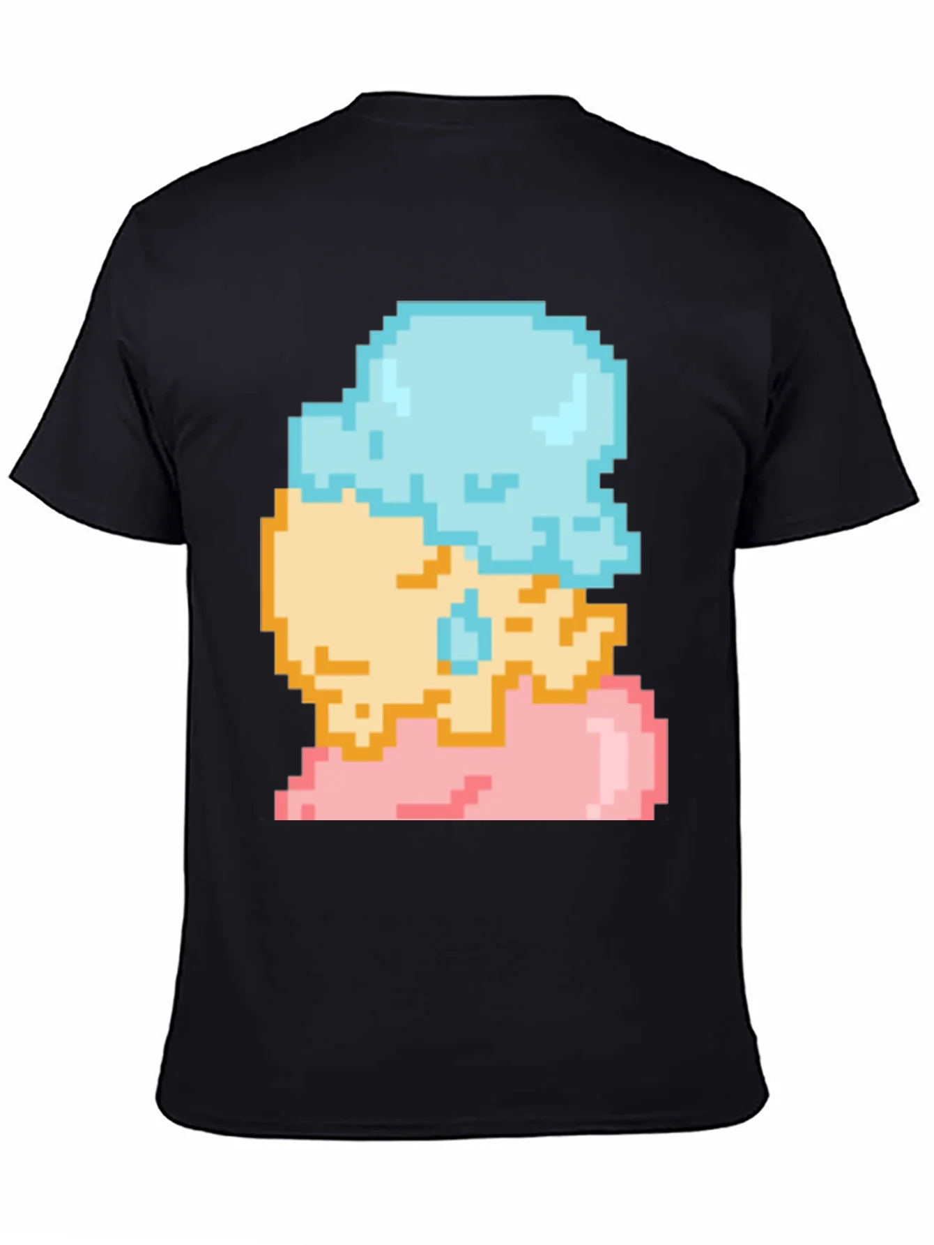 Camiseta Negra con Dise?o de Helado Pixelado