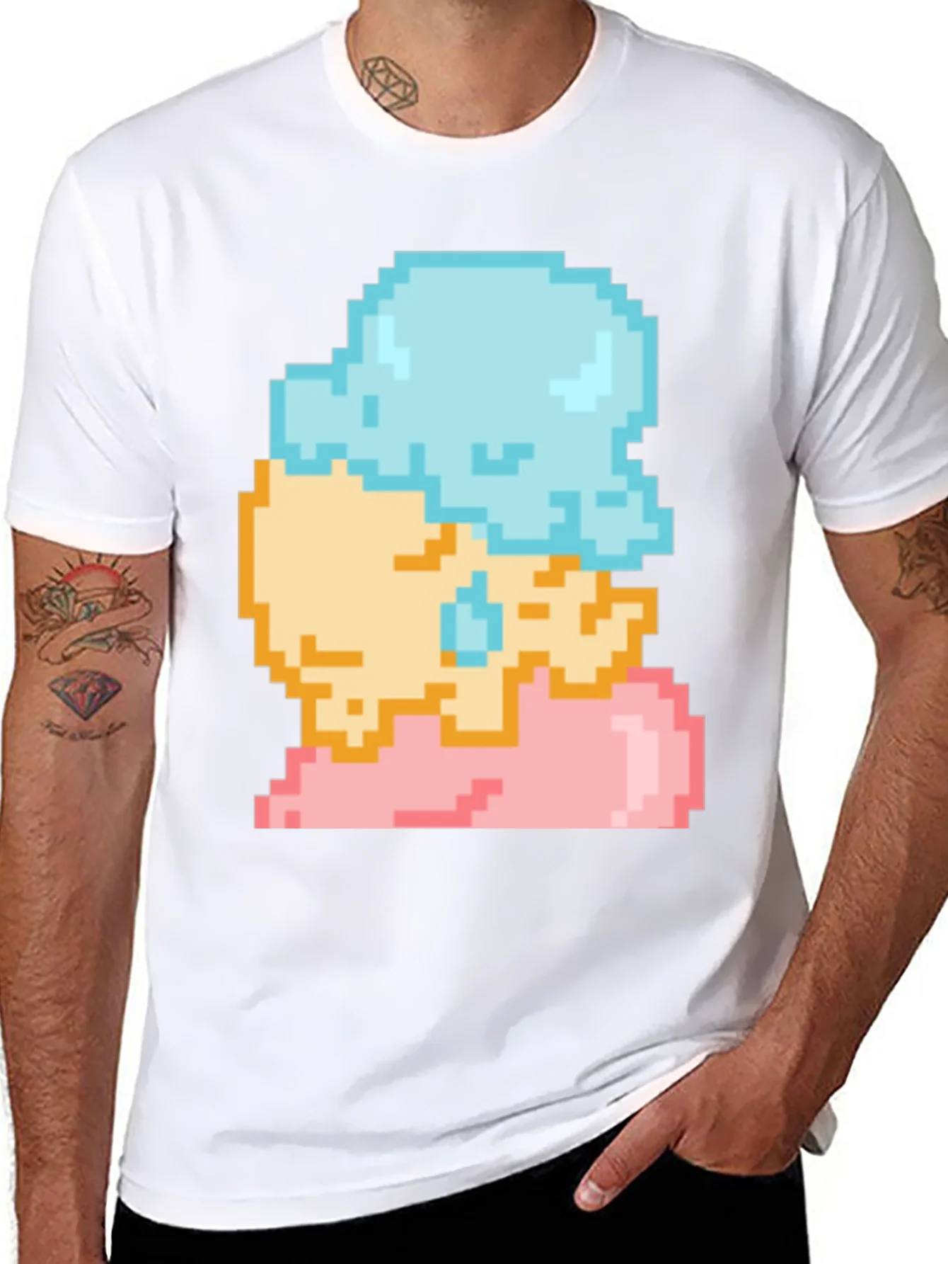 Camiseta Negra con Dise?o de Helado Pixelado