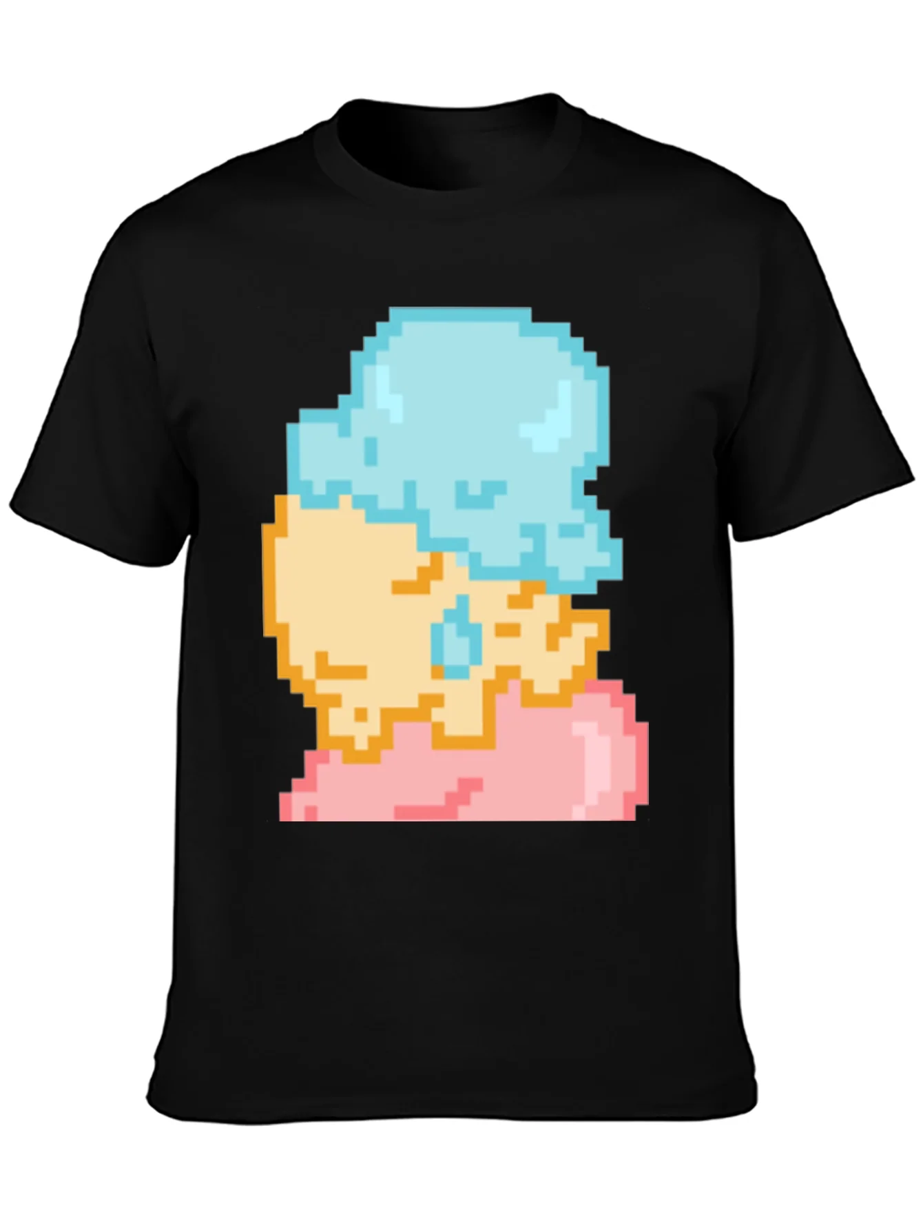 Camiseta Negra con Dise?o de Helado Pixelado