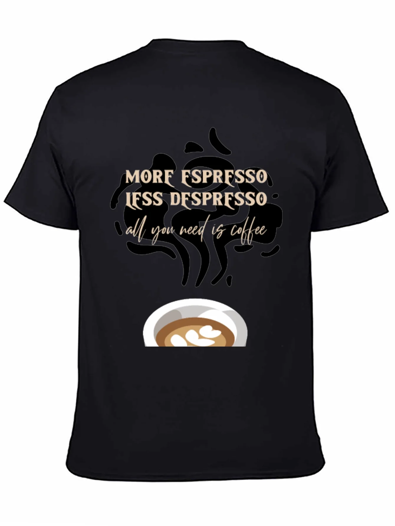 Camiseta Negra con Dise?o de Caf¨¦ Espresso