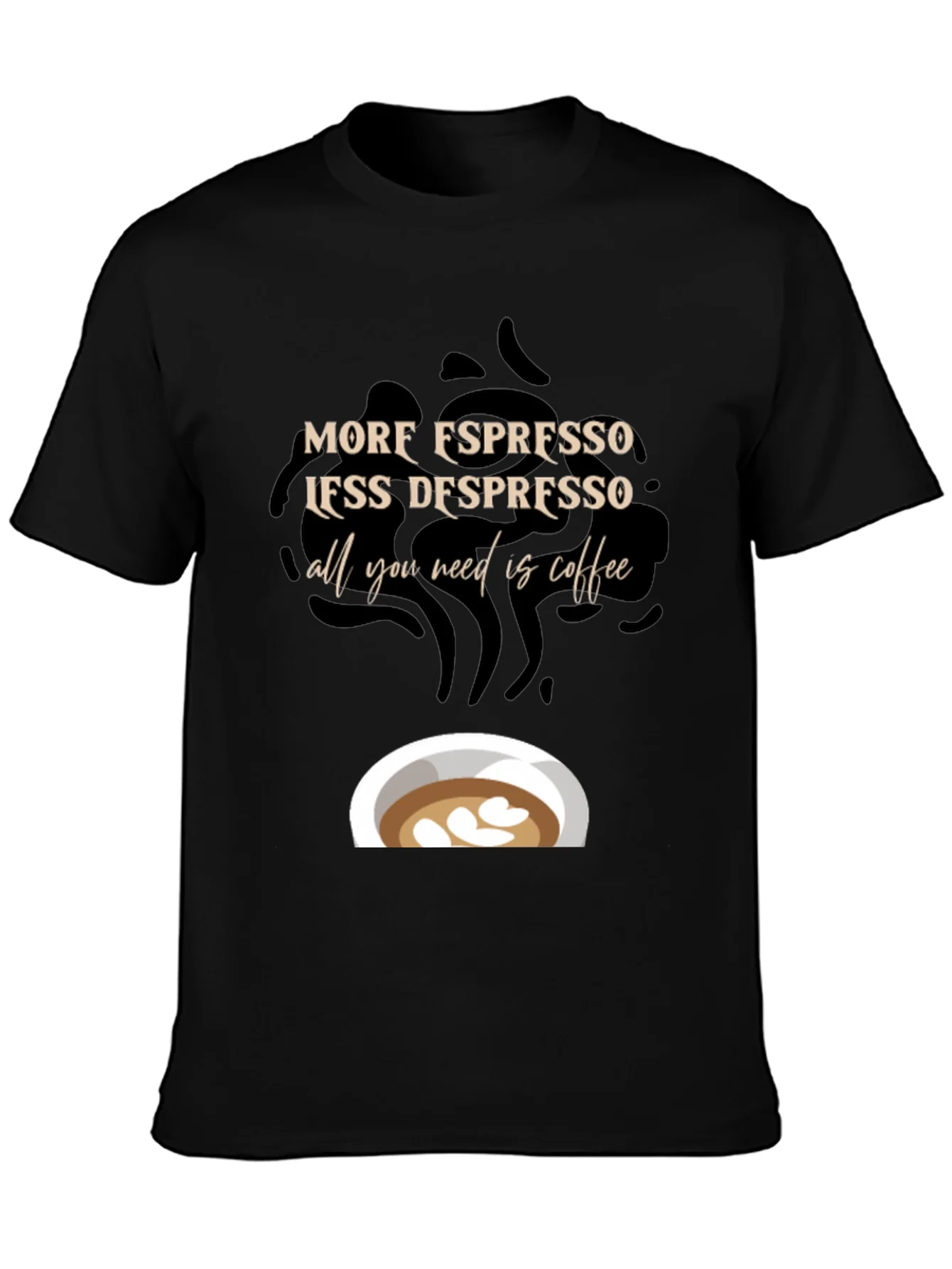 Camiseta Negra con Dise?o de Caf¨¦ Espresso