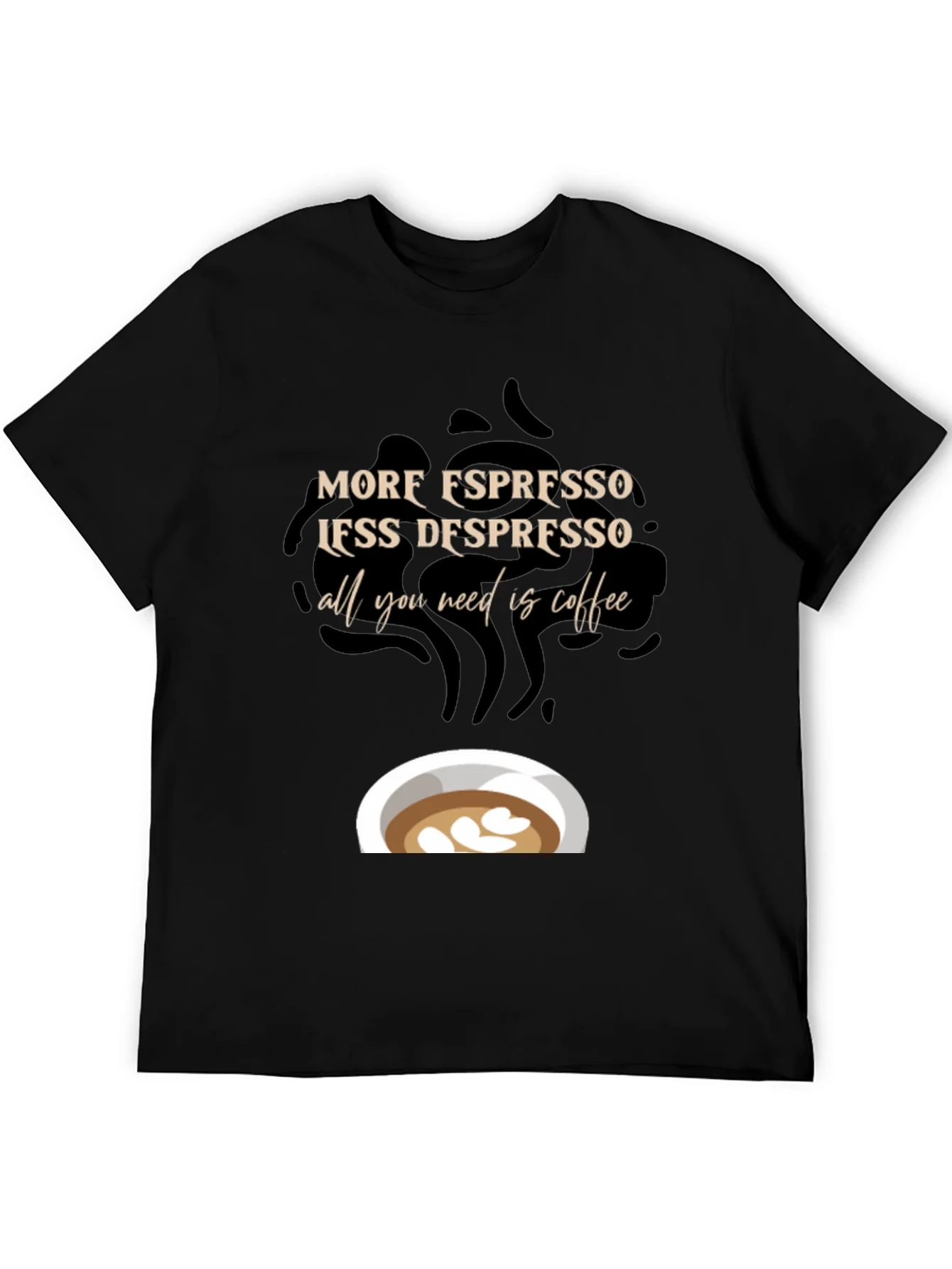 Camiseta Negra con Dise?o de Caf¨¦ Espresso