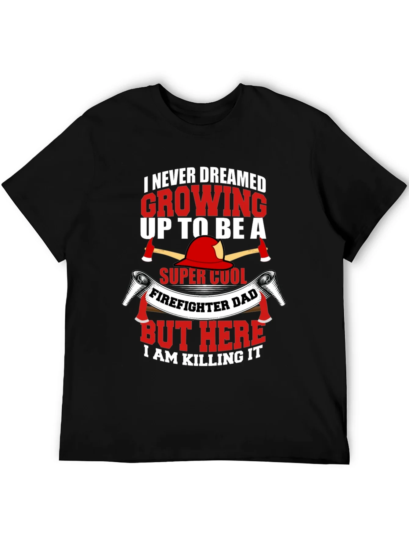 Camiseta Negra Divertida Pap¨¢ Bombero