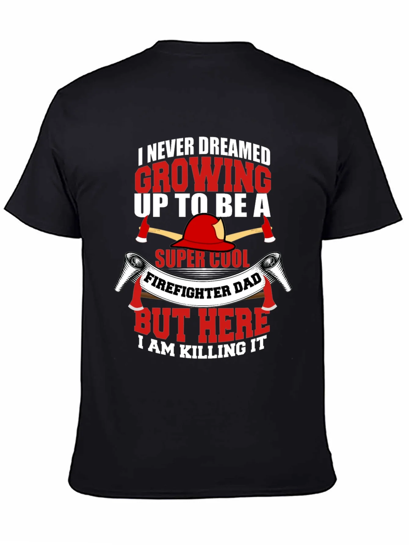 Camiseta Negra Divertida Pap¨¢ Bombero
