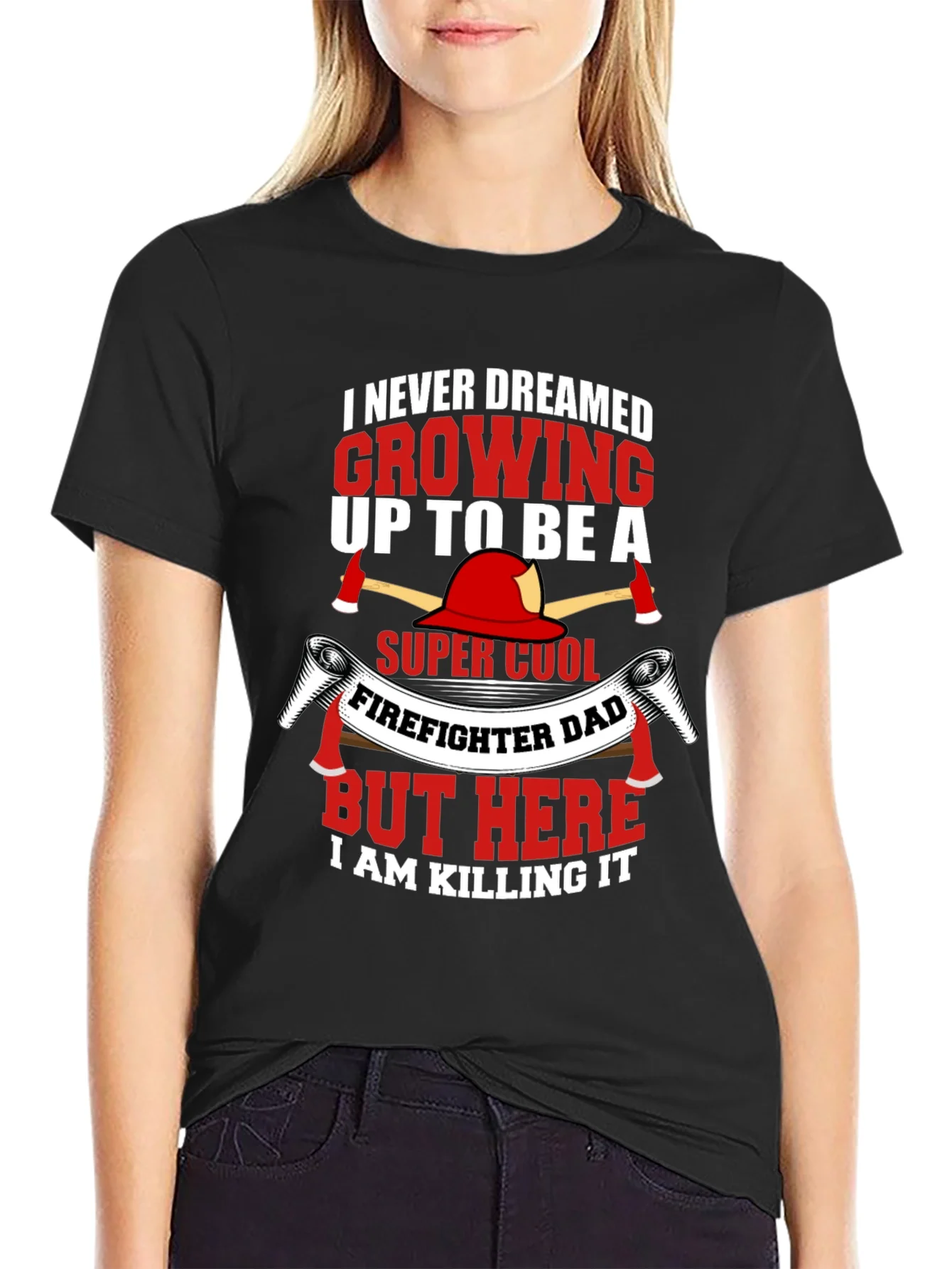 Camiseta Negra Divertida Pap¨¢ Bombero