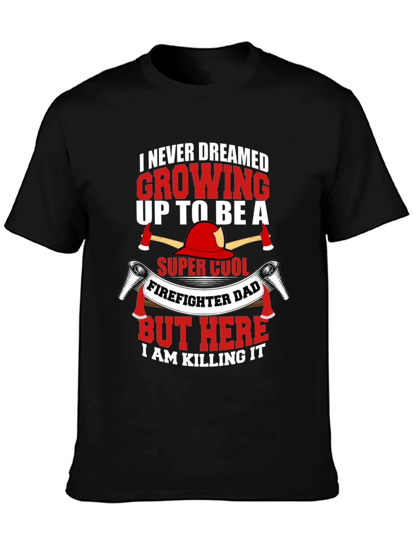 Camiseta Negra Divertida Pap¨¢ Bombero