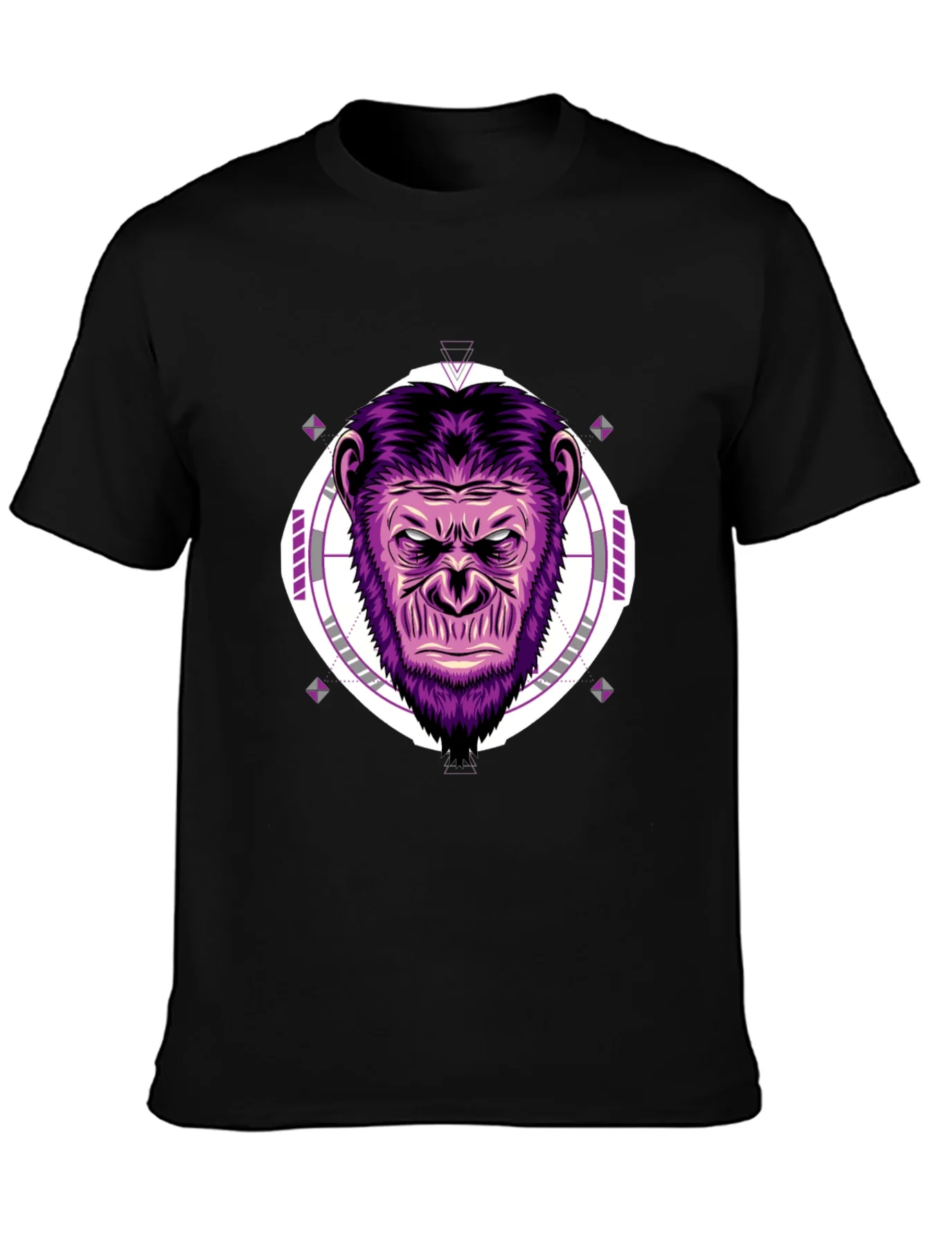 Camiseta Hombre Negra con Estampado de Gorila P¨²rpura