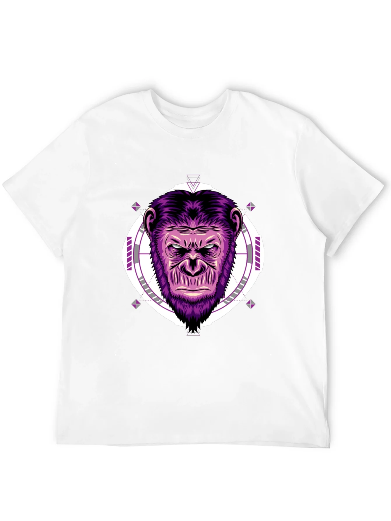 Camiseta Hombre Negra con Estampado de Gorila P¨²rpura